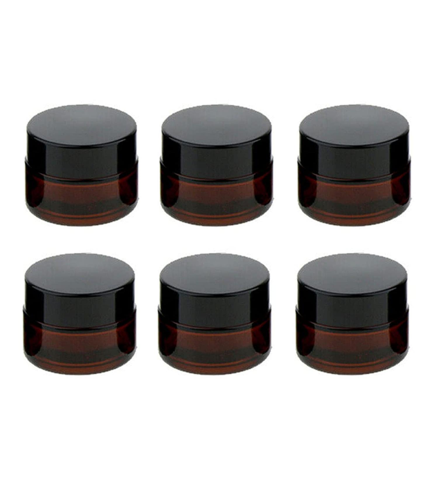 Syixute 6-Piece 5ml Amber Glass Containers - Refillable Brown Cream Can for Cosmetics & Essential Oils - Buy Online on SooperMarket.com