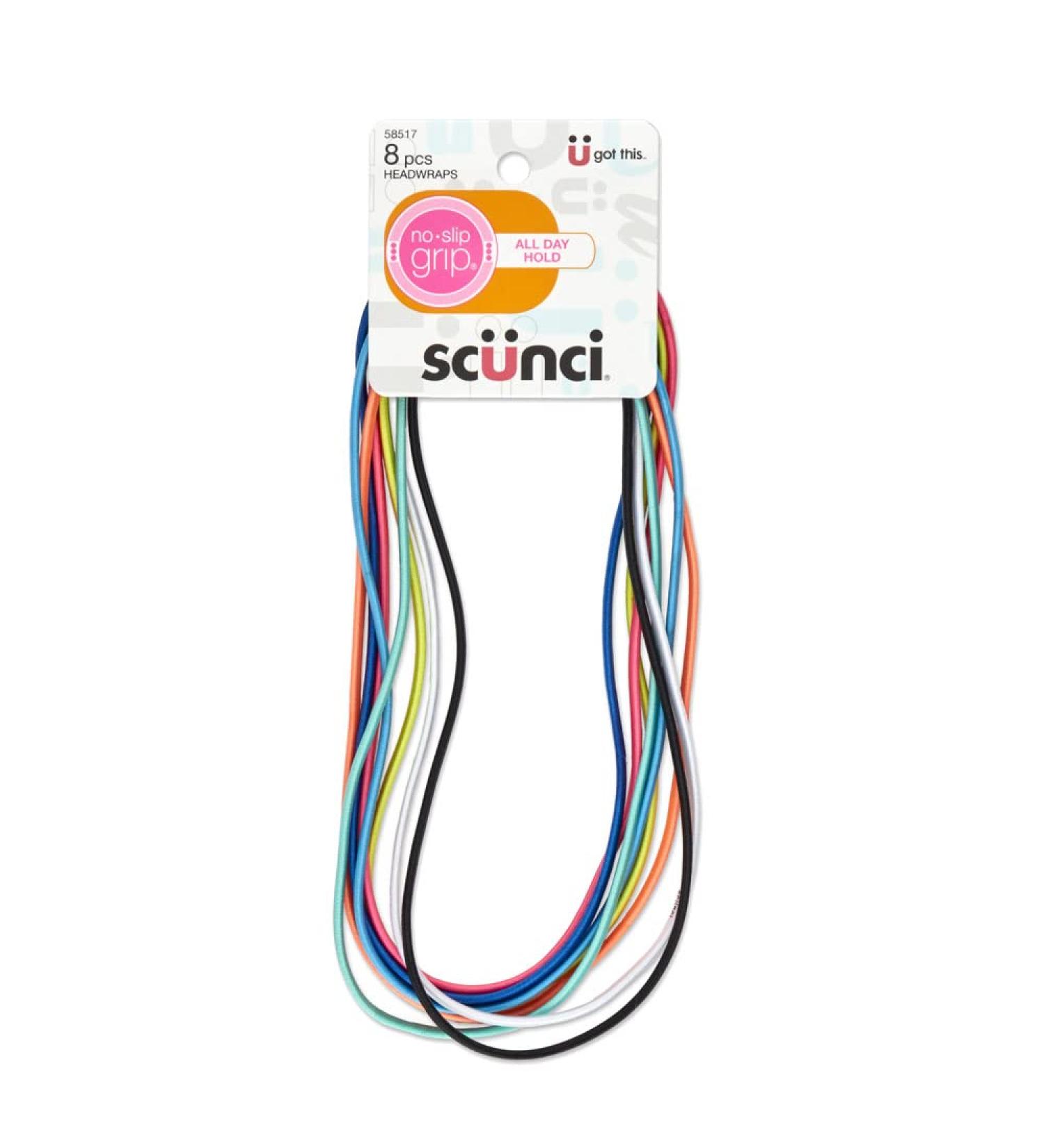 Scunci by Conair No-Slip Grip Thin Elastic Headwraps - Bright Colors 8 Pack - Buy Online on SooperMarket.com