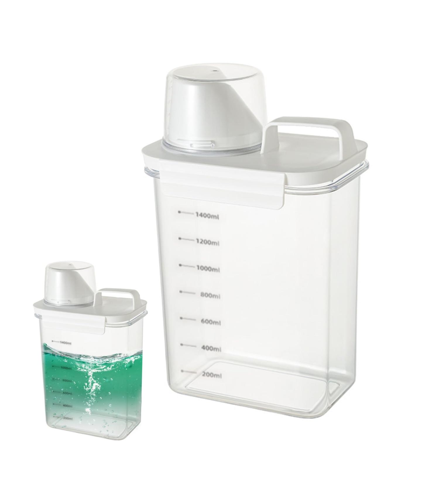 1PC Laundry Detergent Dispenser 1800ml Clear Airtight Washing Powder Dispenser with Scale and Cup Detergen Box for Solid Liquid 1800ml with scale - Buy Online on SooperMarket.com