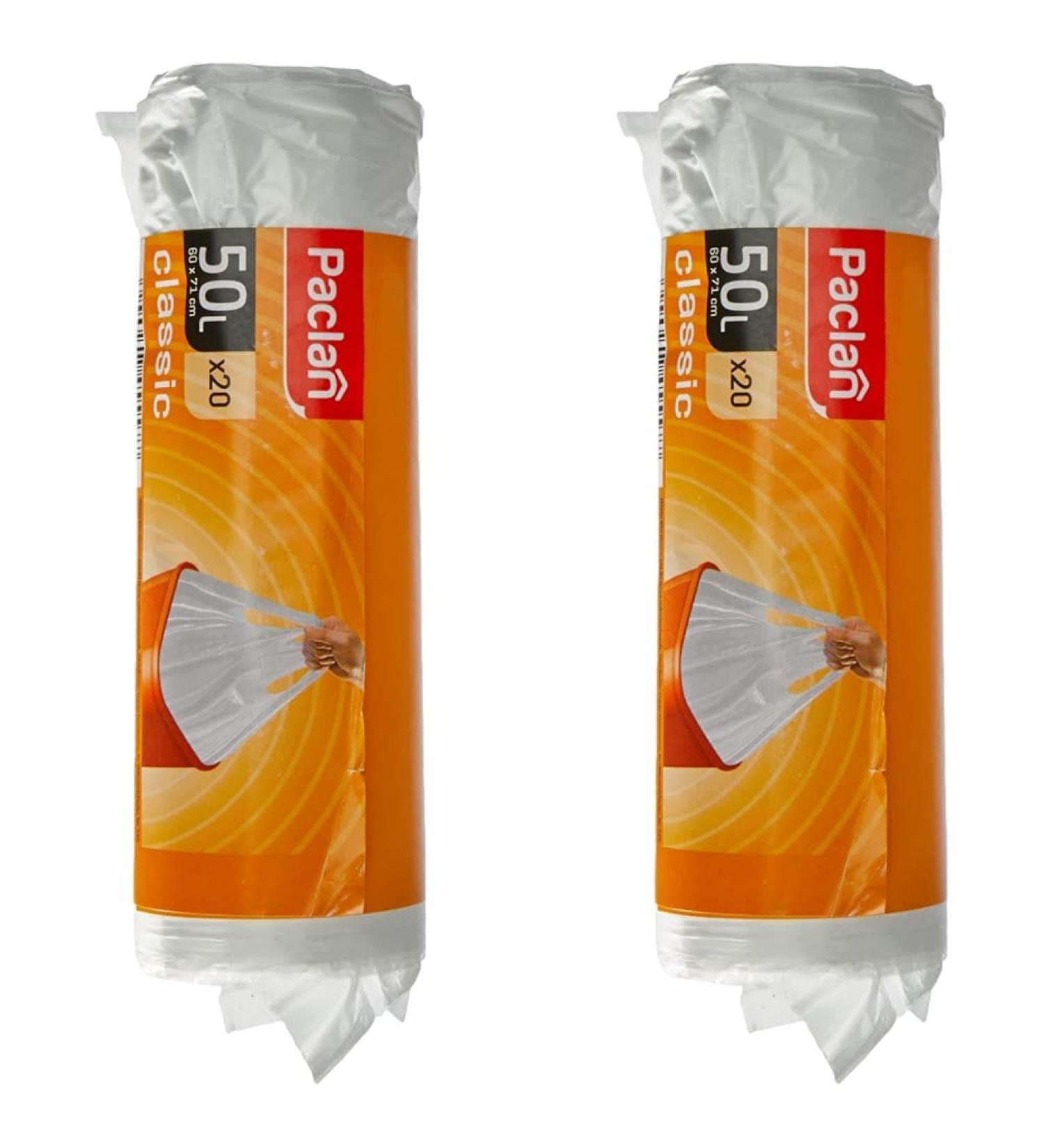 Buy Paclan Garbage Bags with Handle 20 x 50L - 40 Durable Transparent Bags (Pack of 2) for International Shipping - Buy Online on SooperMarket.com