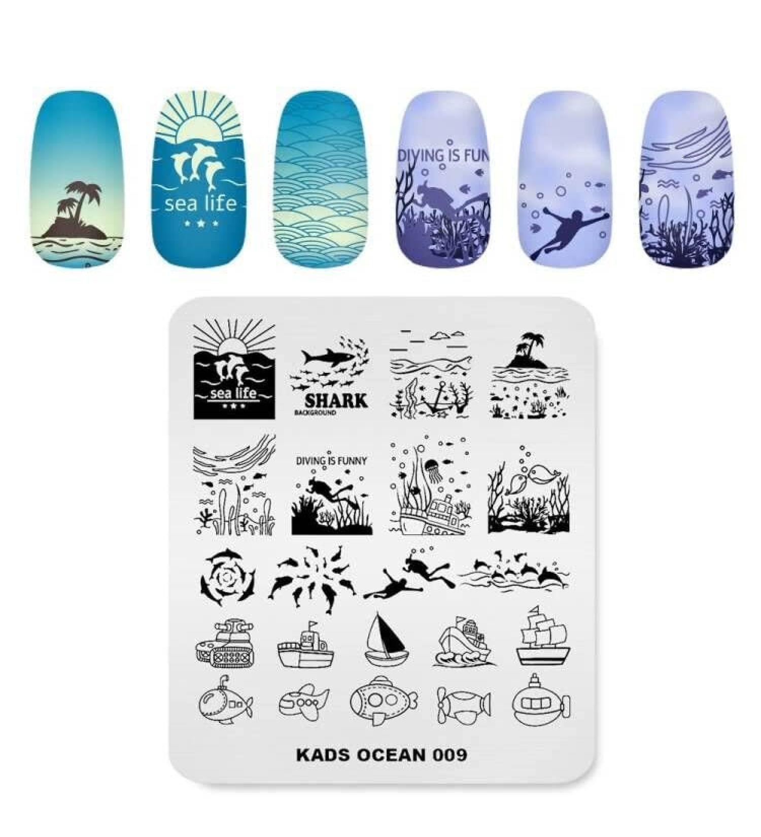 Alexnailart Ocean Theme Nail Stamping Plate - Unique Manicure Tool for Stunning Nail Art - Buy Online on SooperMarket.com