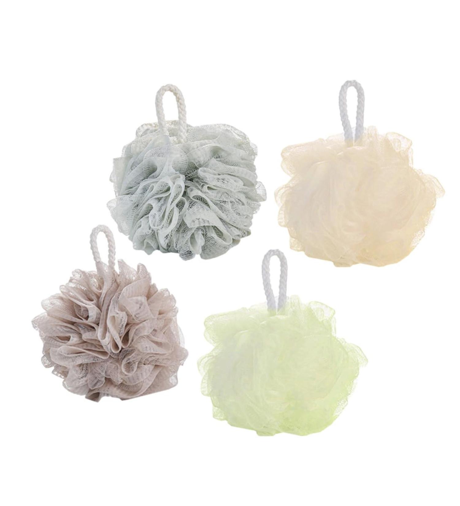 NOLITOY 4pcs Shower Ball Mesh Sponge - Luxurious Bath Pouf for a Spa-like Experience | International Shipping Available - Buy Online on SooperMarket.com