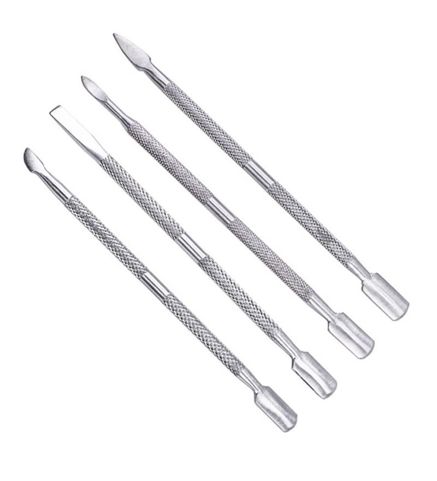 Stainless Steel Cuticle Pusher Remover Kit - 4Pcs Professional Manicure and Pedicure Tools - Buy Online on SooperMarket.com