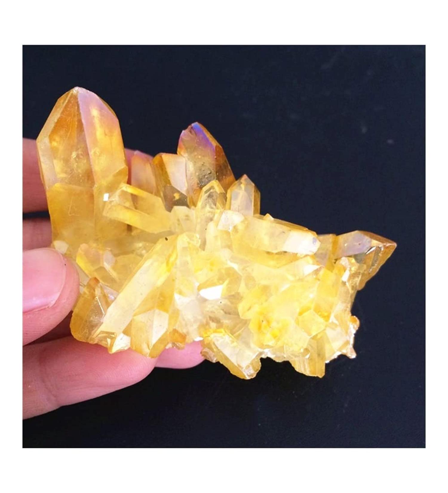 Yellow Aura Quartz Crystal Natural Quartz Cluster Specimen Rough Stones and Minerals Home Decor Home Collections - Buy Online on SooperMarket.com