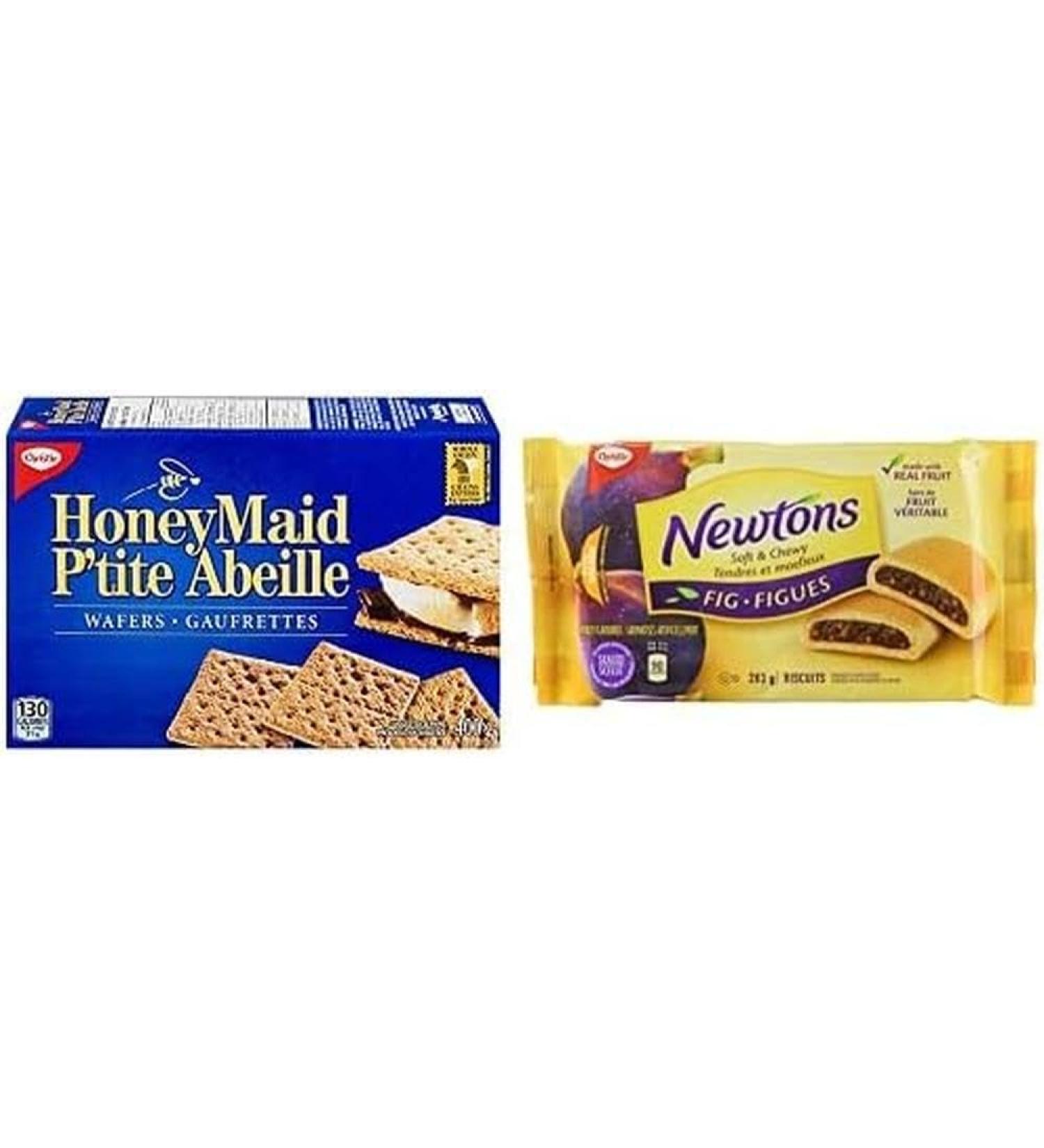 Christie Honey Maid Graham Cracker Wafers Summer Snacks 1 Box (400g) with Newtons Fig Cookies 283g
