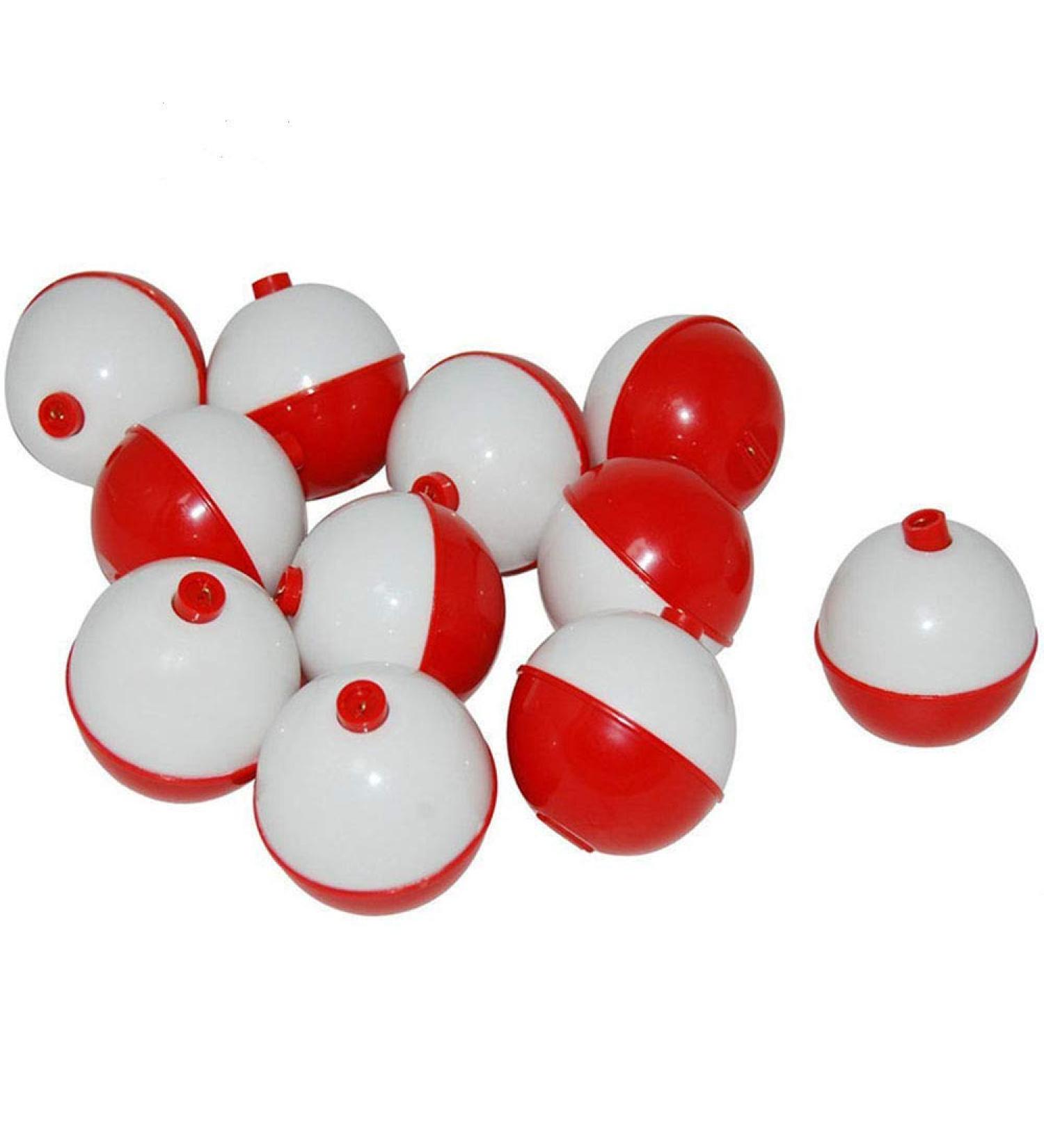 50Pcs 1 Inch Red and White Snap-on Round Fishing Bobbers for Fishing - Hard ABS Bobber Floats - Bobs Fishing Party Decorations - Buy Online on SooperMarket.com