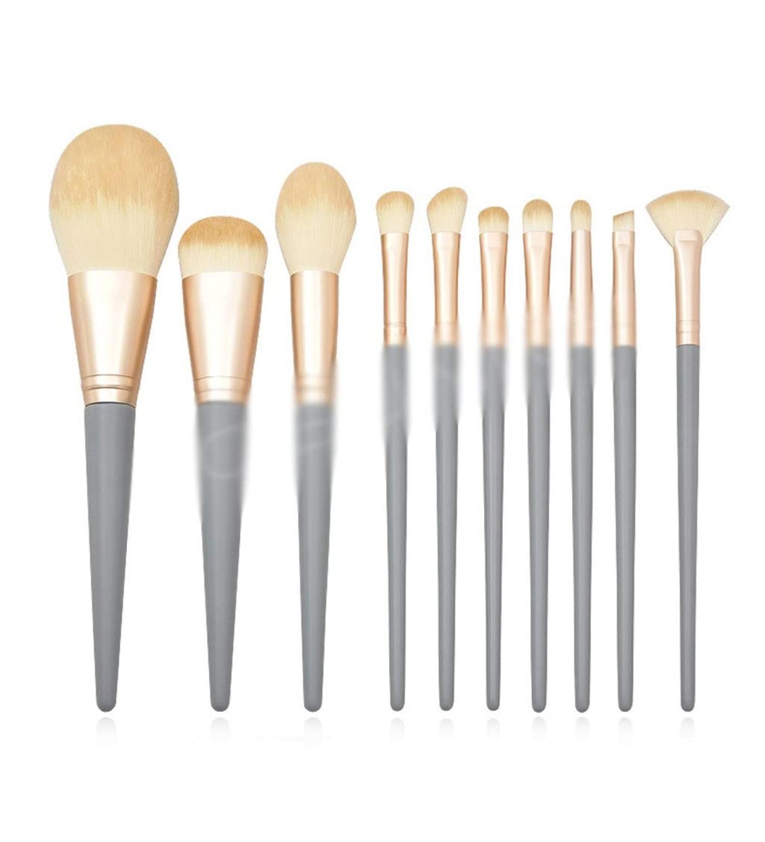 DFHBFG 10-Piece Wooden Handle Makeup Brush Set - Premium Matte Powder Makeup Tools for Flawless Application - International Shipping Available - Buy Online on SooperMarket.com