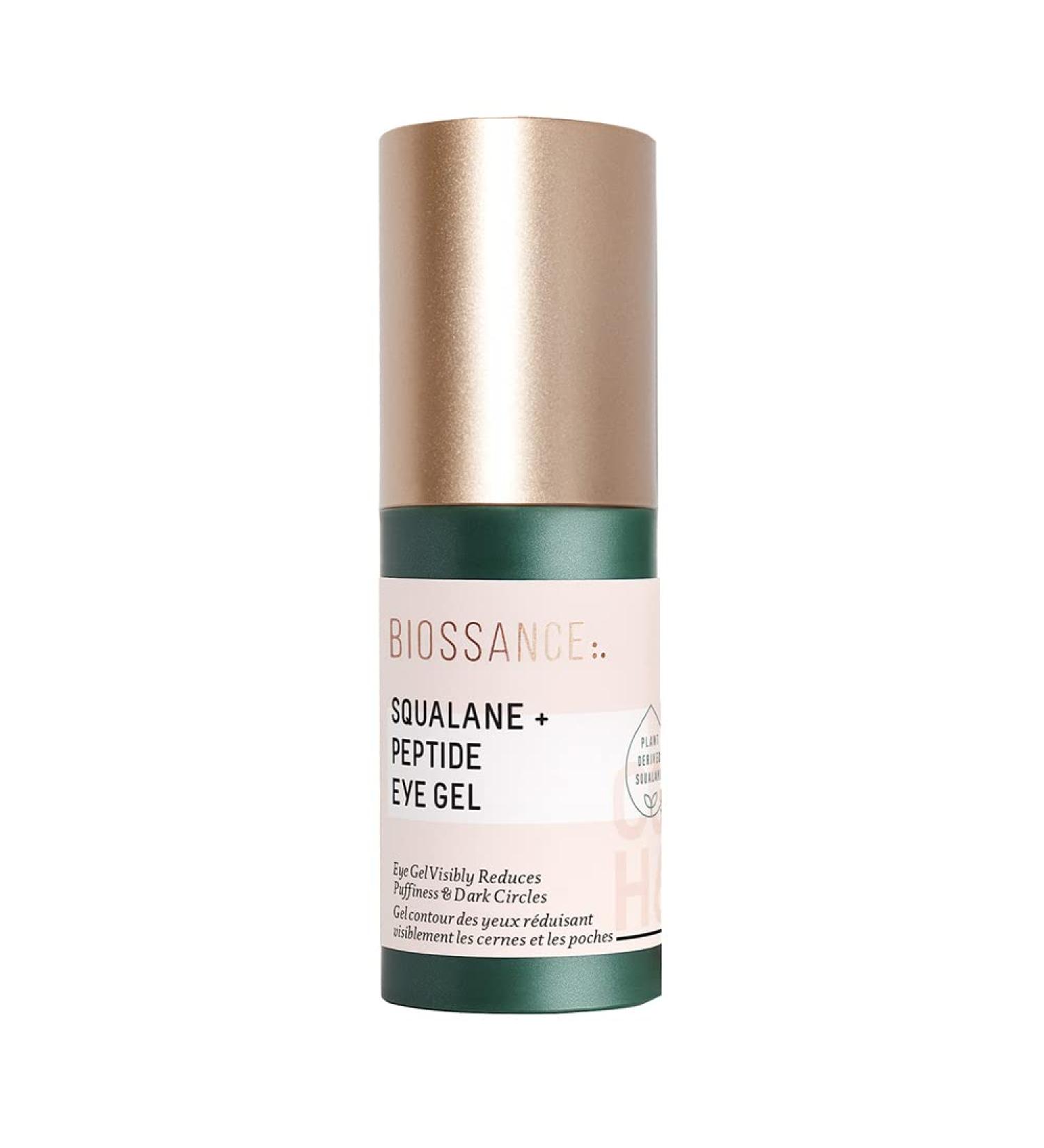 Biossance Squalane + Peptide Eye Gel - Dark Circles & Puffiness Reduction, Fine Lines Improvement, Hydration with Niacinamide & Peptides (0.5 oz) - Buy Online on SooperMarket.com