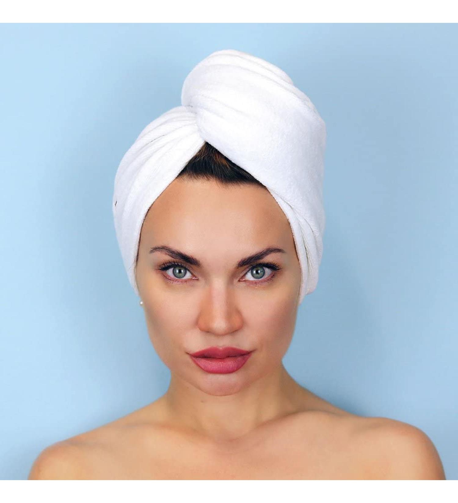 Sleek'e Microfiber Hair Wrap - Ultra Absorbent and Soft Spa-Quality Anti-Frizz Turban Twist Hair Towel Reduces Drying Time for Healthier Hair (White)