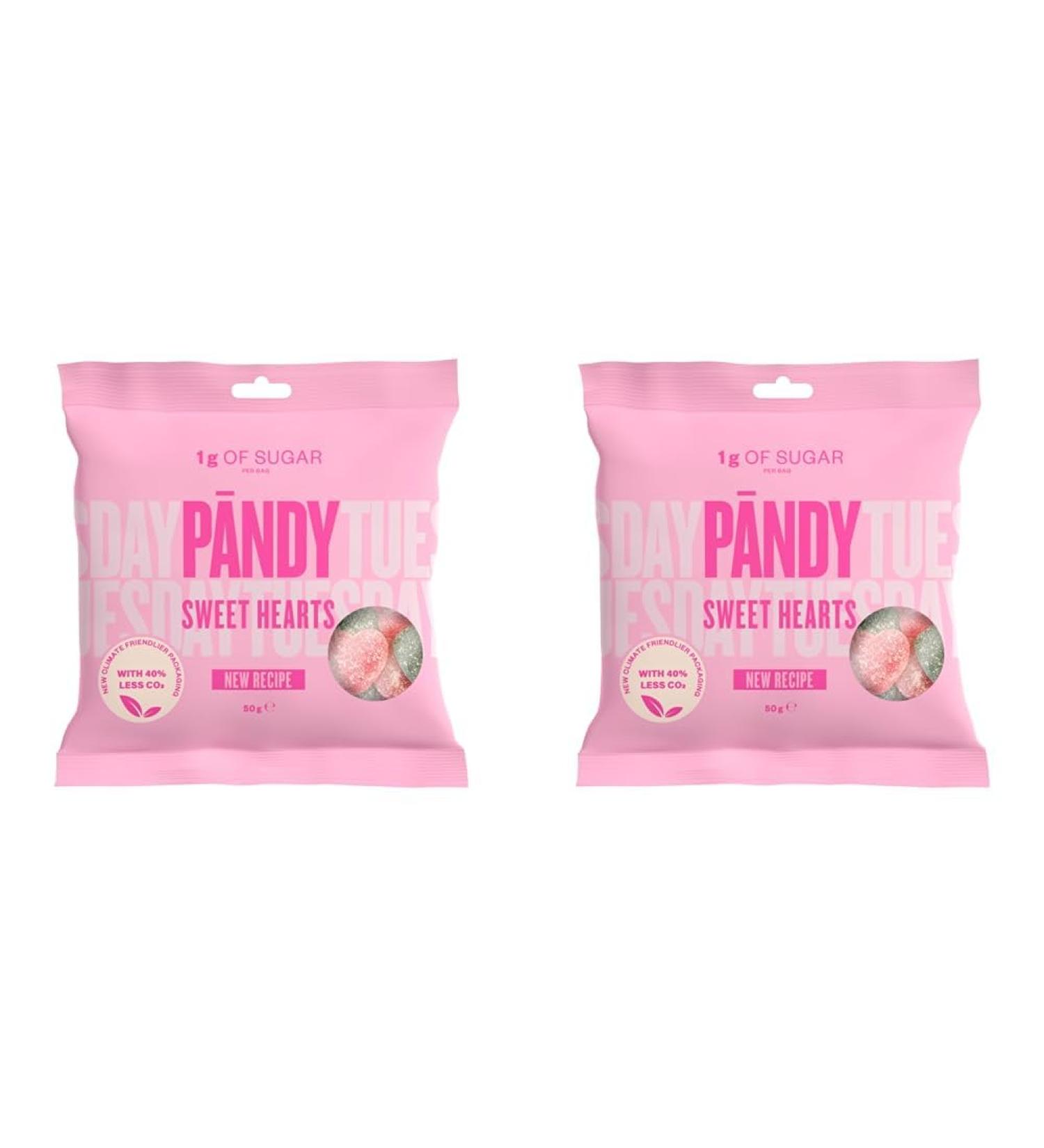 PANDY Candy SWEET HEARTS - Raspberry & Pear Gummy Candies Bag Only 1g Sugar & 80 Calories 1x50g (Pack of 2) 50 g (Pack of 2) - Buy Online on SooperMarket.com