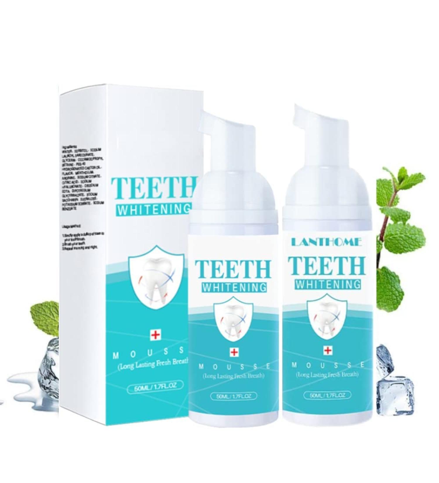 Teethaid Mouthwash & Tooth Whitening Foam - Natural Peppermint Toothpaste - 2 Pack Ultra-Mousse Foam for Effective Whitening - Buy Online on SooperMarket.com