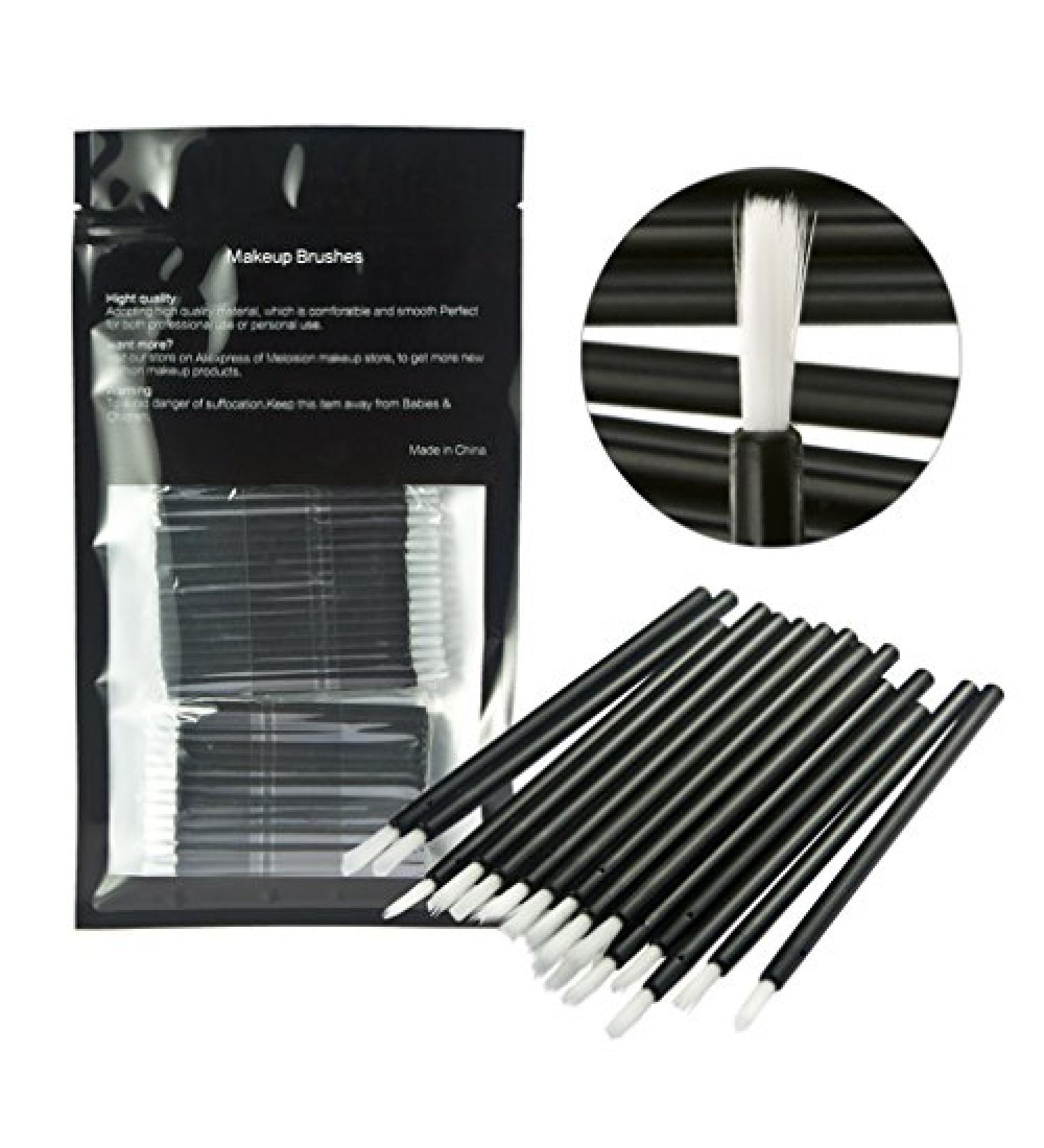 100 Pcs Disposable Makeup Lip Brushes - Soft Lipstick & Lip Gloss Applicators | Black Cosmetic Wands for Perfect Lips - Buy Online on SooperMarket.com