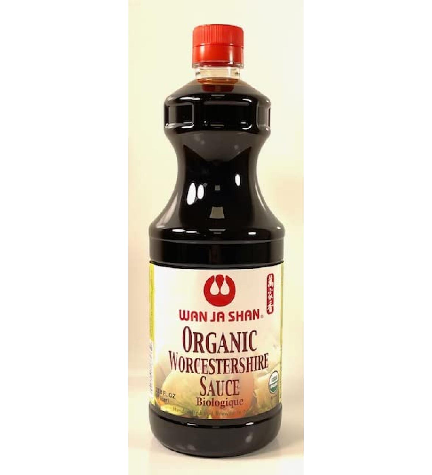 Organic Wan Ja Shan Worcestershire Sauce 33.8oz | Umami-Rich Flavor for Marinades, Glazes, and Dressings | Non-GMO, Vegan, Kosher Parve | Ideal for Meats, Veggies, and Stir Fry - Buy Online on SooperMarket.com