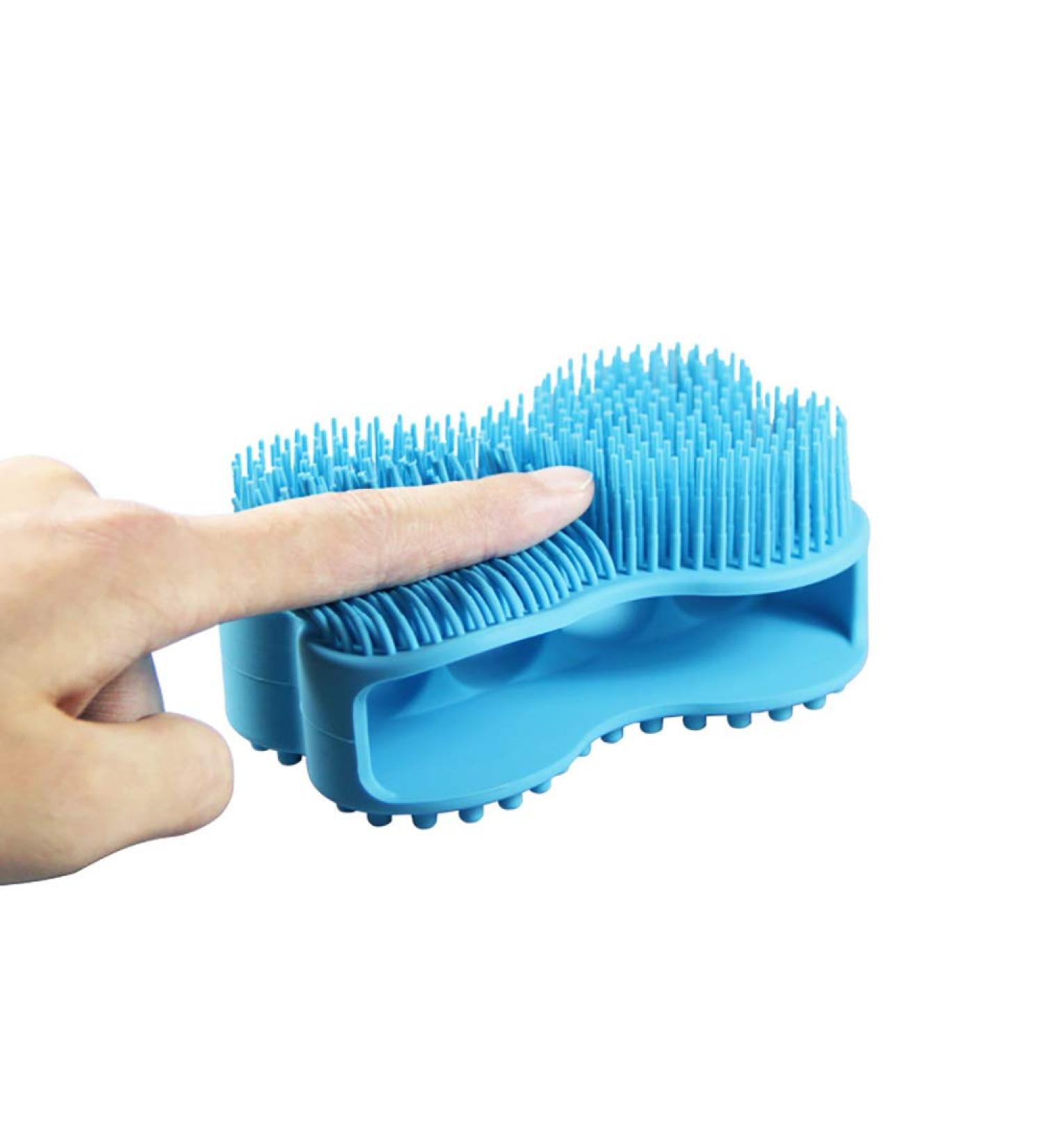 Emoly Soft Silicone Body Brush Scrubber | Exfoliating Skin Spa Massage Glove | Antiskid Finger Sleeve | Blue - Buy Online on SooperMarket.com