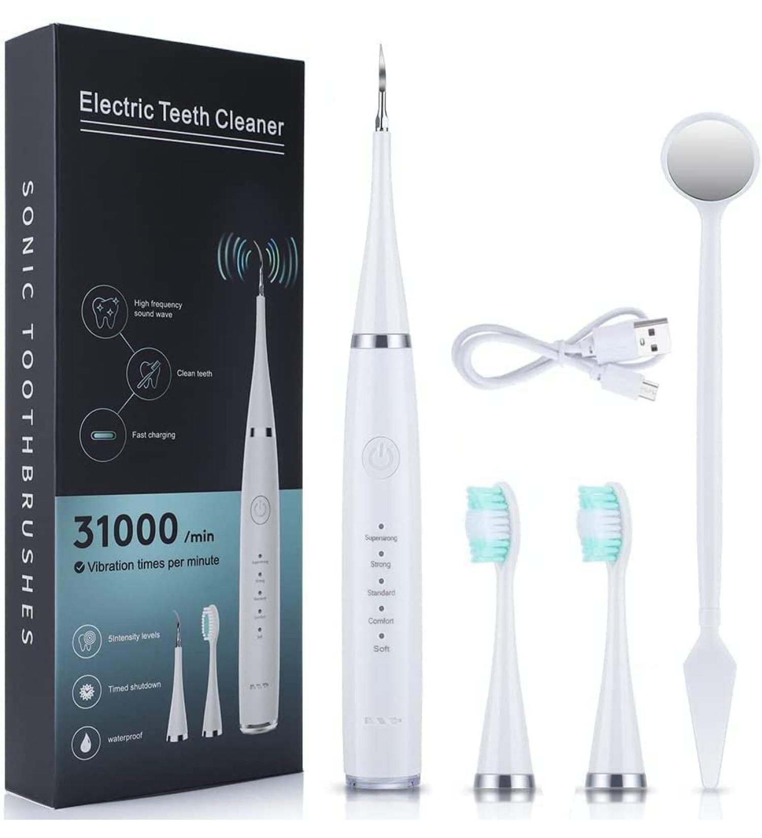 YXFOOR Electric Toothbrush for Adults and Kids | 5 Modes, USB Charging | Teeth Whitening Kit with 2 Brush Heads & 1 Polishing Head - Remove Calculus & Tartar Easily - Buy Online on SooperMarket.com