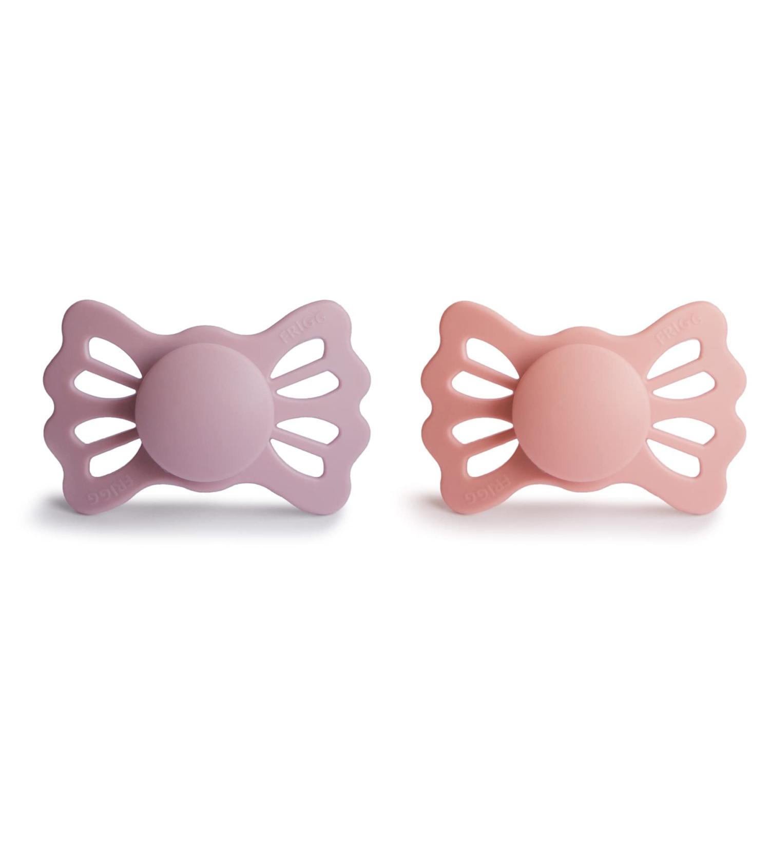 Frigg Lucky Silicone Pacifier 2 Pack | BPA-Free | Made in Denmark | Size 2 (6-18 Months) | Pretty in Peach/Primrose - Buy Online on SooperMarket.com