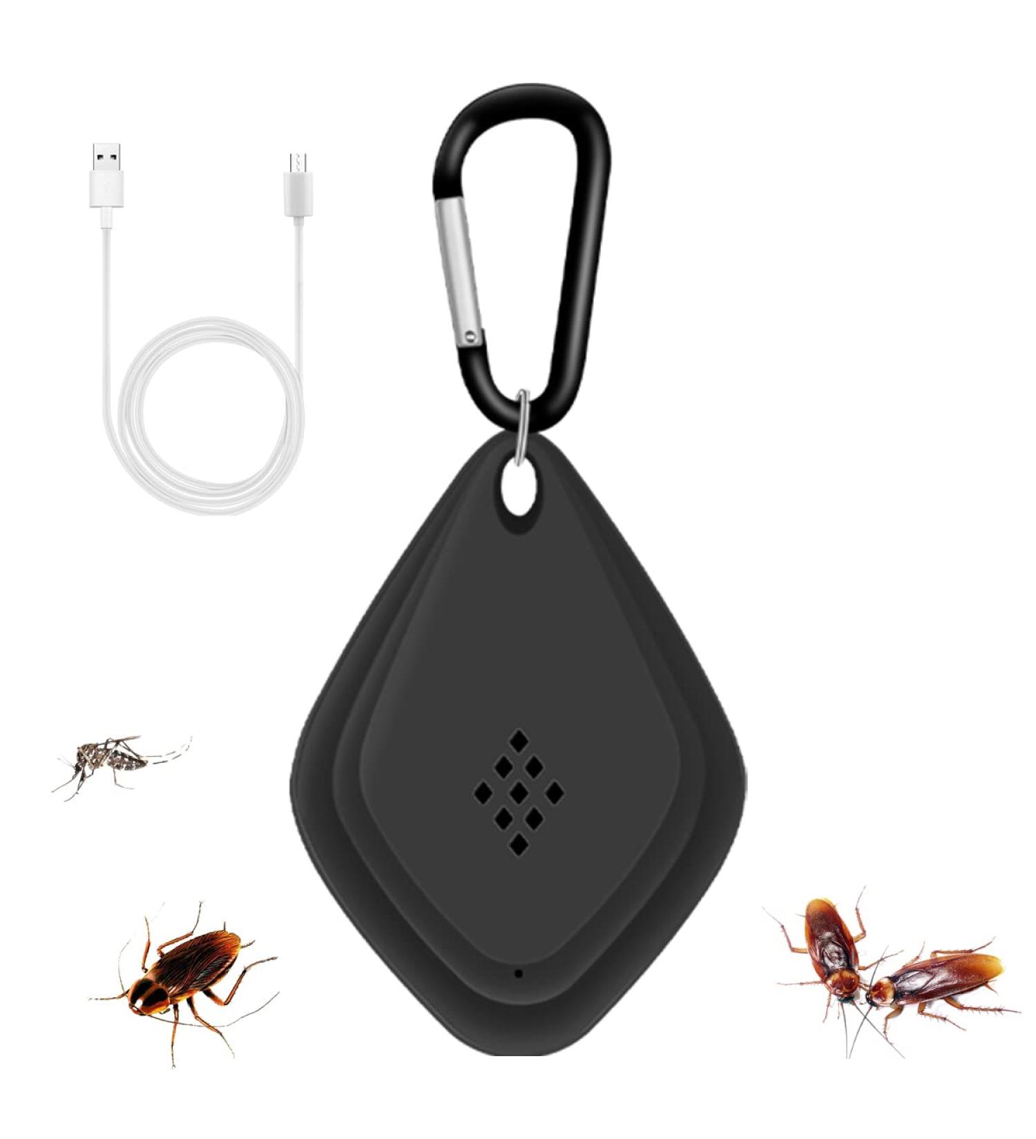 Beenle-Icey UK Ultra-Sonic Mosquito Repellent Portable Electronic Ultra-Sonic Pest Repellent with Hook Rechargeable Outdoor Mosquito Repellent for the Prevention of Fleas and lice of Dogs Cats Pets 777 (black) - Buy Online on SooperMarket.com