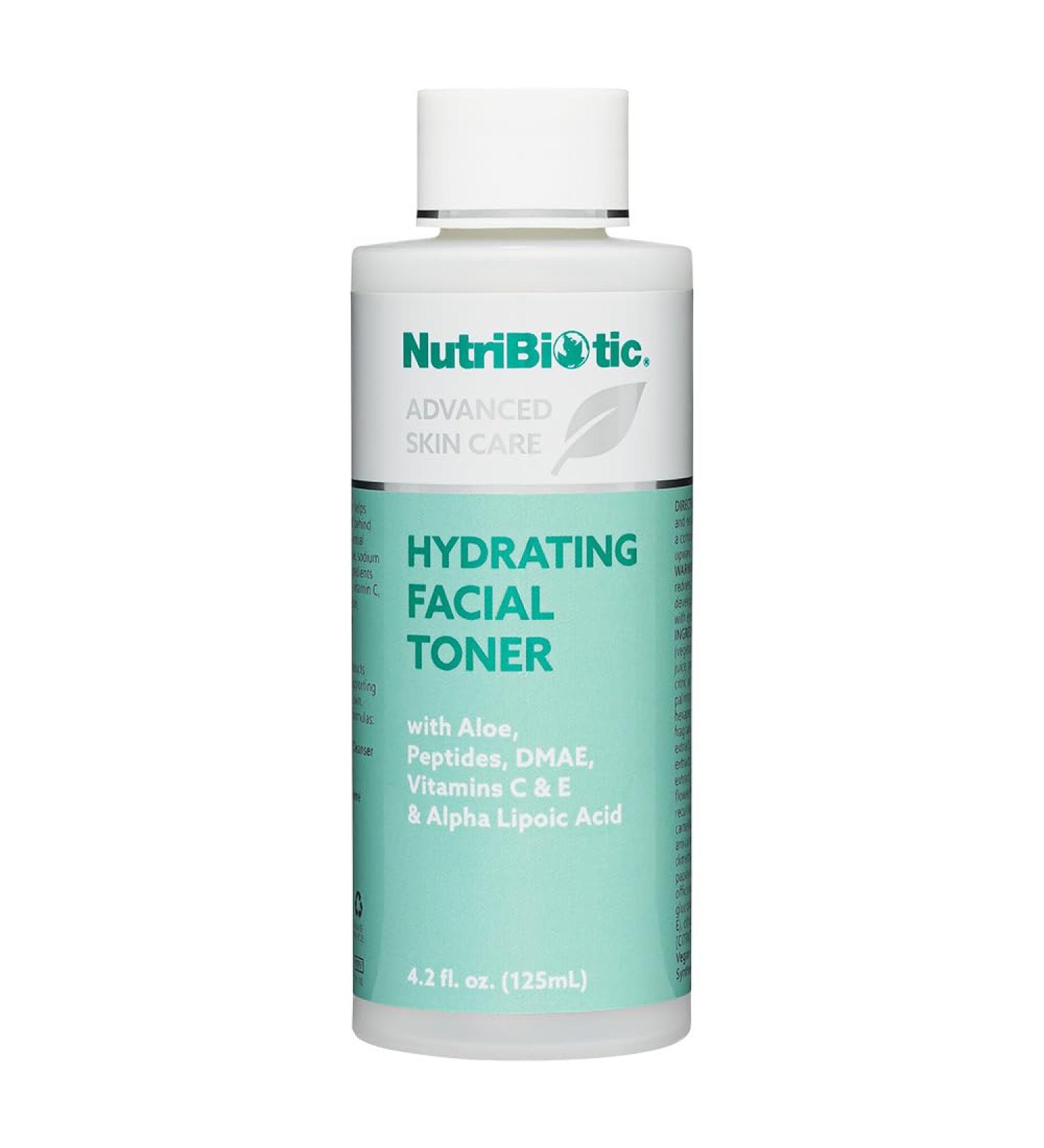 NutriBiotic Hydrating Facial Toner 4.2 Fl Oz | Peptides Aloe DMAE Vitamin C Vegan & Paraben Free - Buy Online on SooperMarket.com
