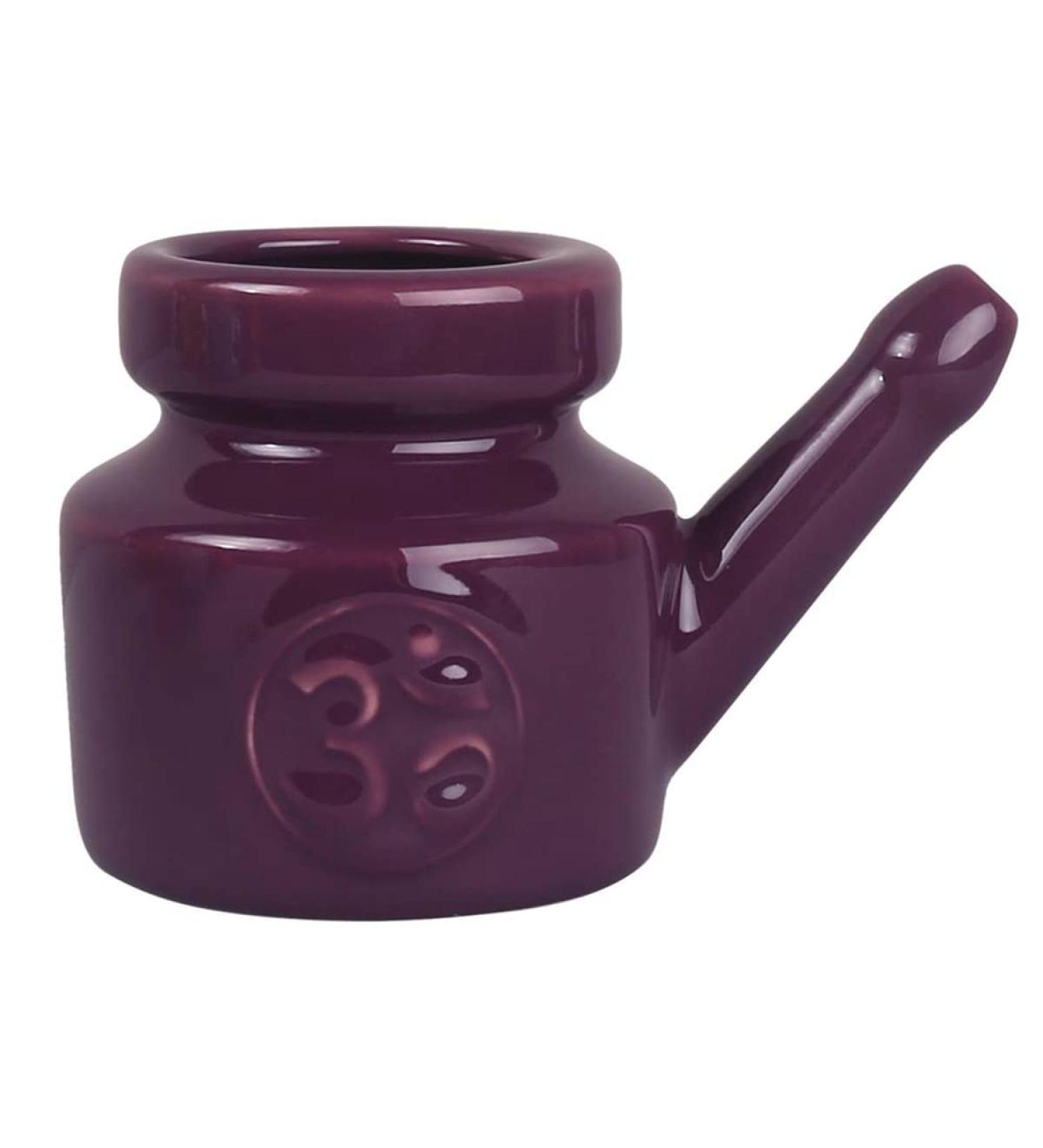 Floahazz 350Ml Ceramic Neti Pot Nose Cleaning Pot Durable Leakproof Spout Pot for Nasal Rinsing Nose Washing Men Women Purple - Buy Online on SooperMarket.com