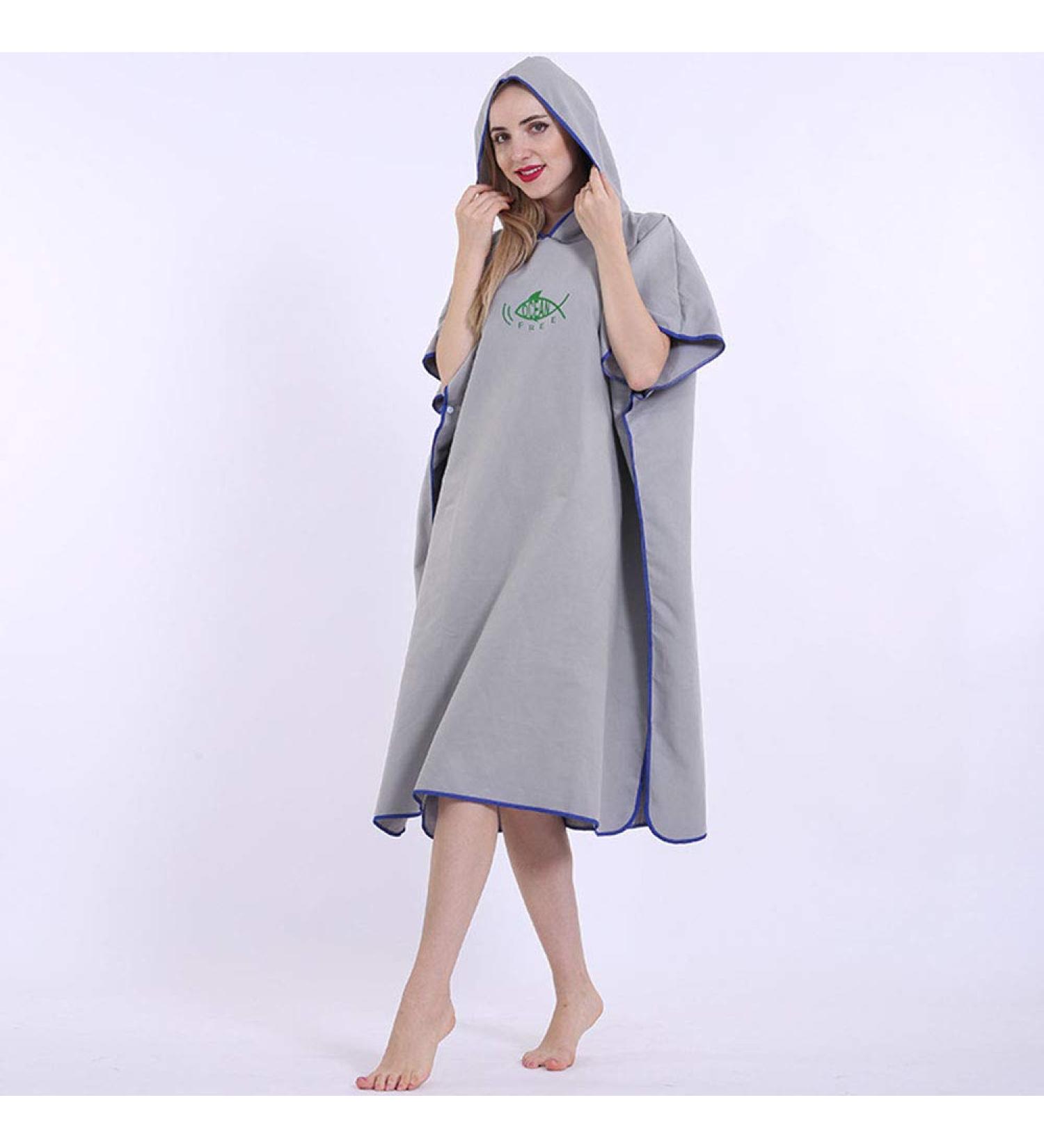 Ultra-Fast Dry Surf Poncho Towel | Unisex Bathing & Beach Change Robe - 90x110cm Gray - Buy Online on SooperMarket.com