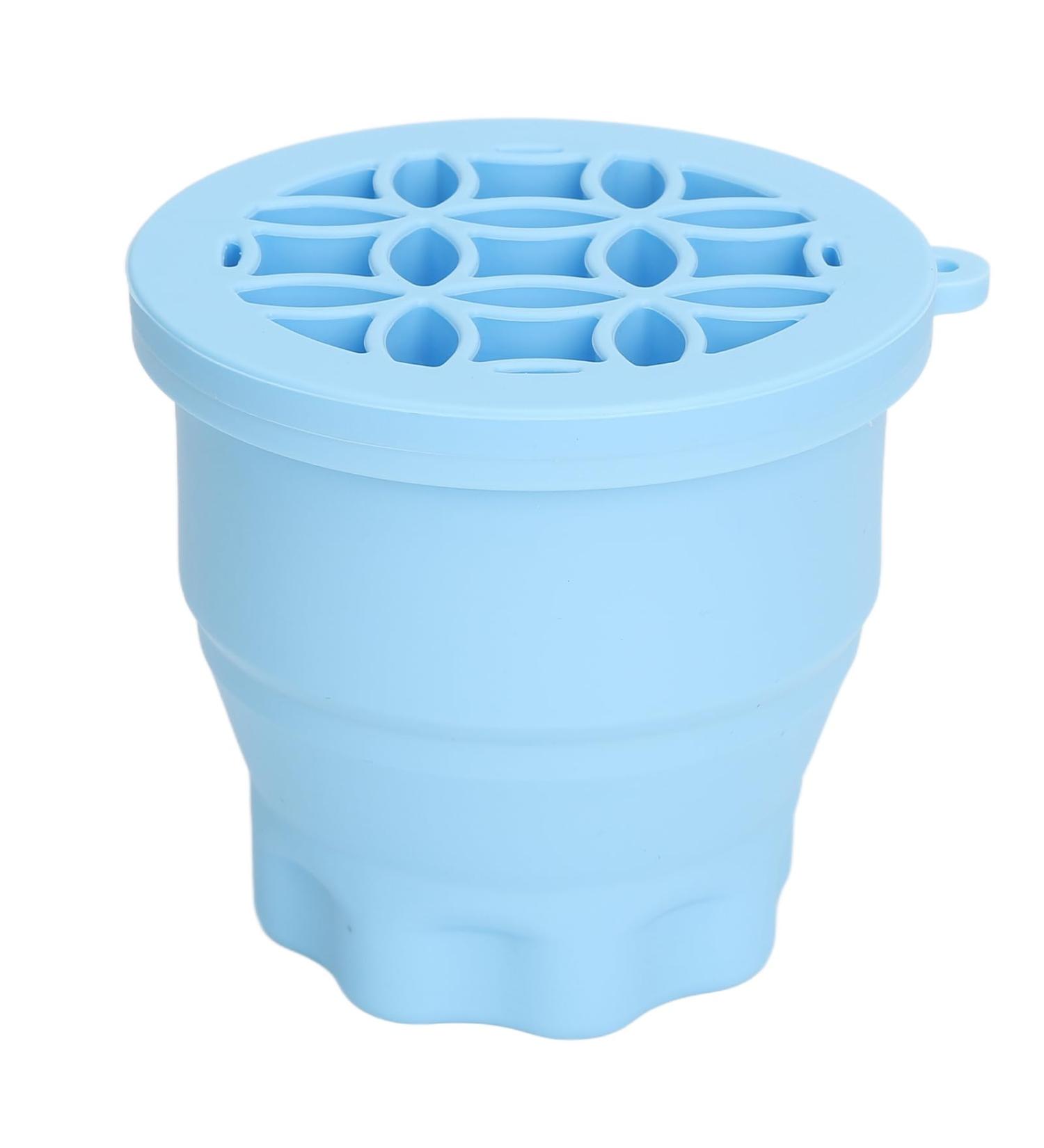 Makeup Brush Scrubber Multifunctional 2 in 1 Folding Palm Size Portable Makeup Brush Cleaning Bowl for Daily (Blue) - Buy Online on SooperMarket.com