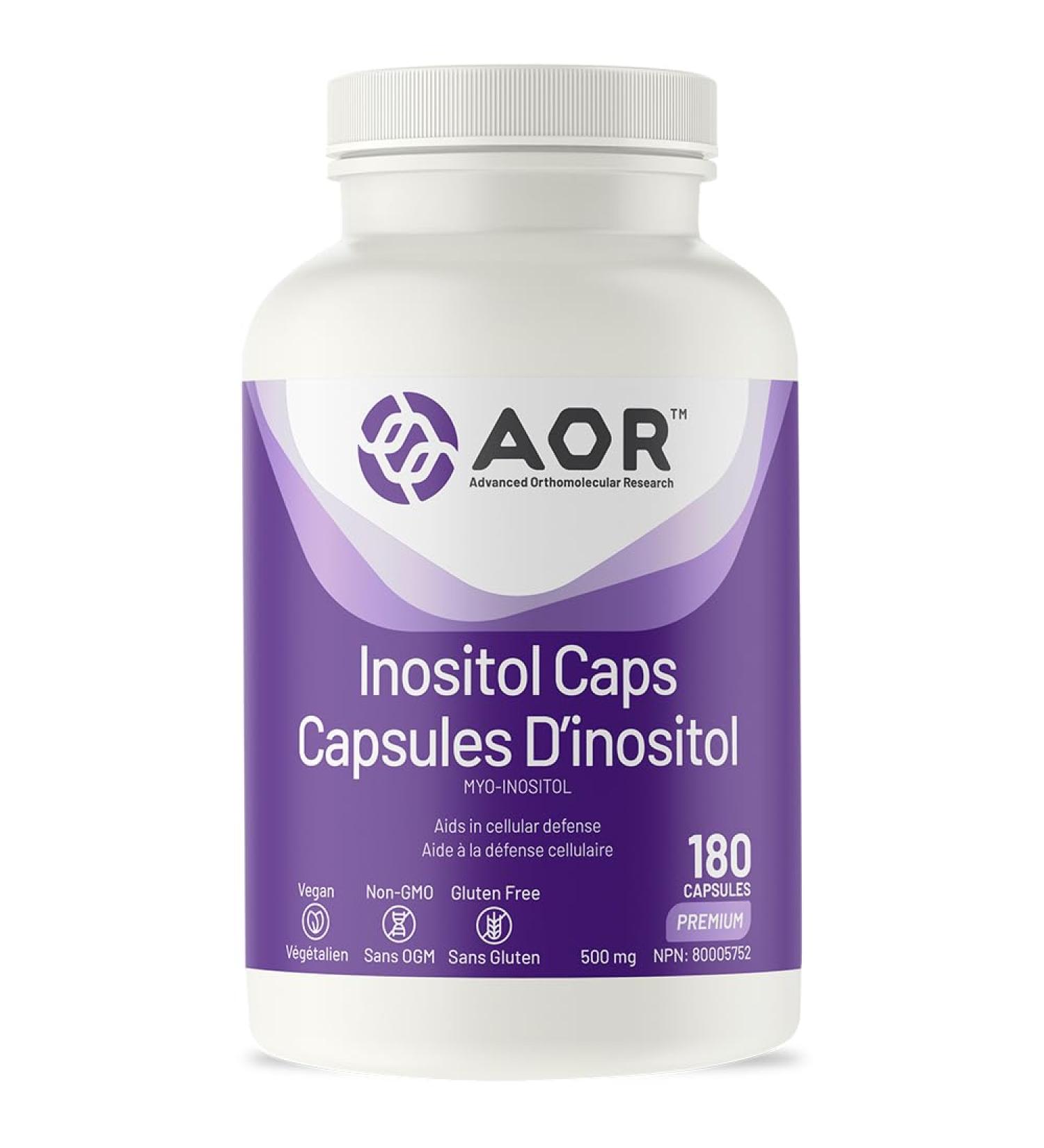 AOR Inositol Caps 500mg 180 Capsules - Myo-Inositol Supplement for Mental Well-Being & Cognitive Support - Promotes Healthy Brain Function & Cell Communication - Supports Women's Hormonal Balance 180 count (Pack of 1) - Buy Online on SooperMarket.com