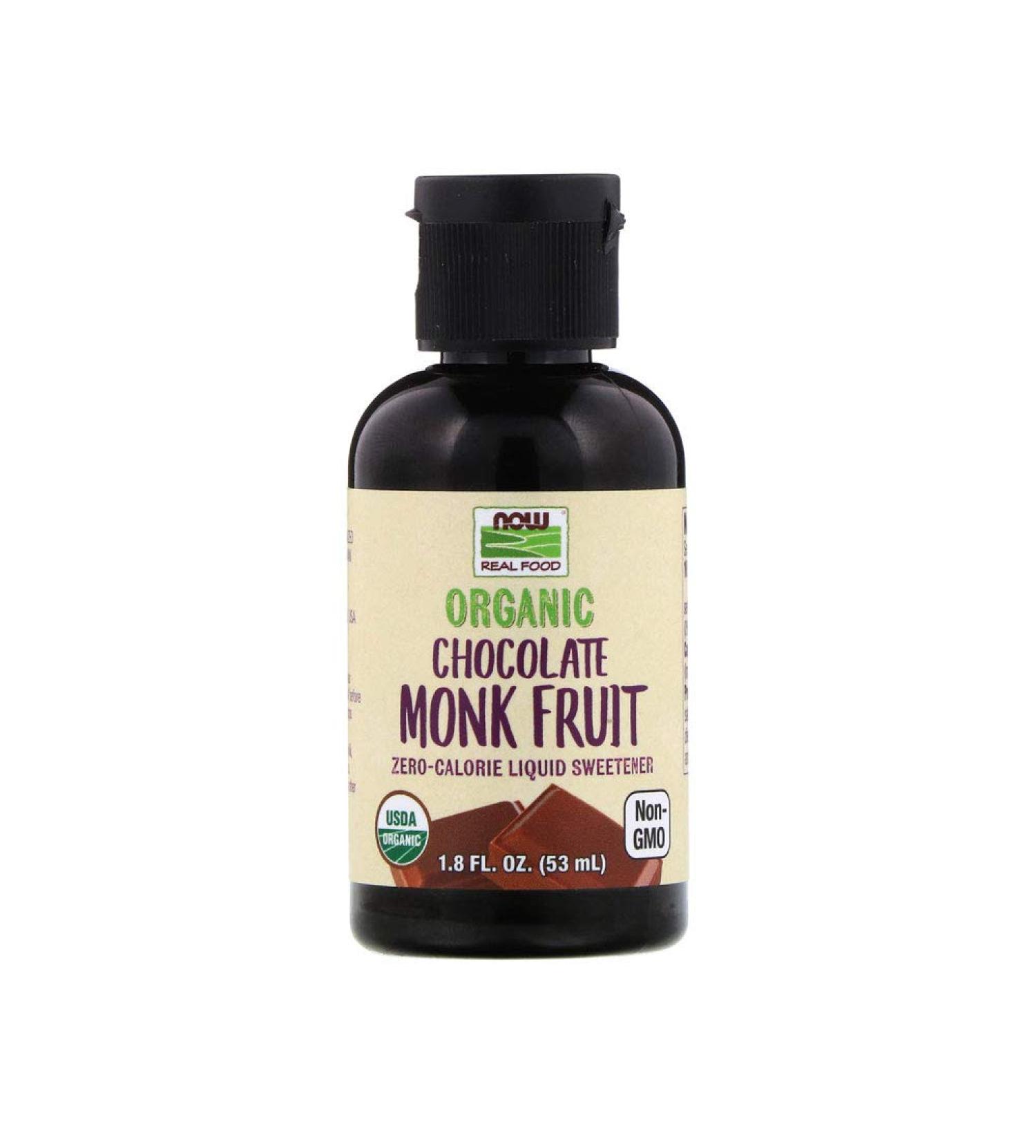Now Foods Organic Monk Fruit Liquid Sweetener - Zero-Calorie Chocolate 1.8 fl oz - Buy Online on SooperMarket.com