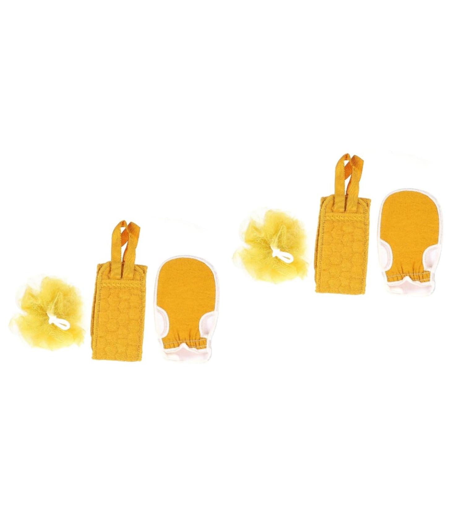 NOLITOY 2 Sets Exfoliating Back Scrubber - 3pcs Glove Pull Back Shower Towel & Loofah Sponge Belt - Mesh Bath Back Strip Yellow 85x9.5CM - International Shipping Available - Buy Online on SooperMarket.com