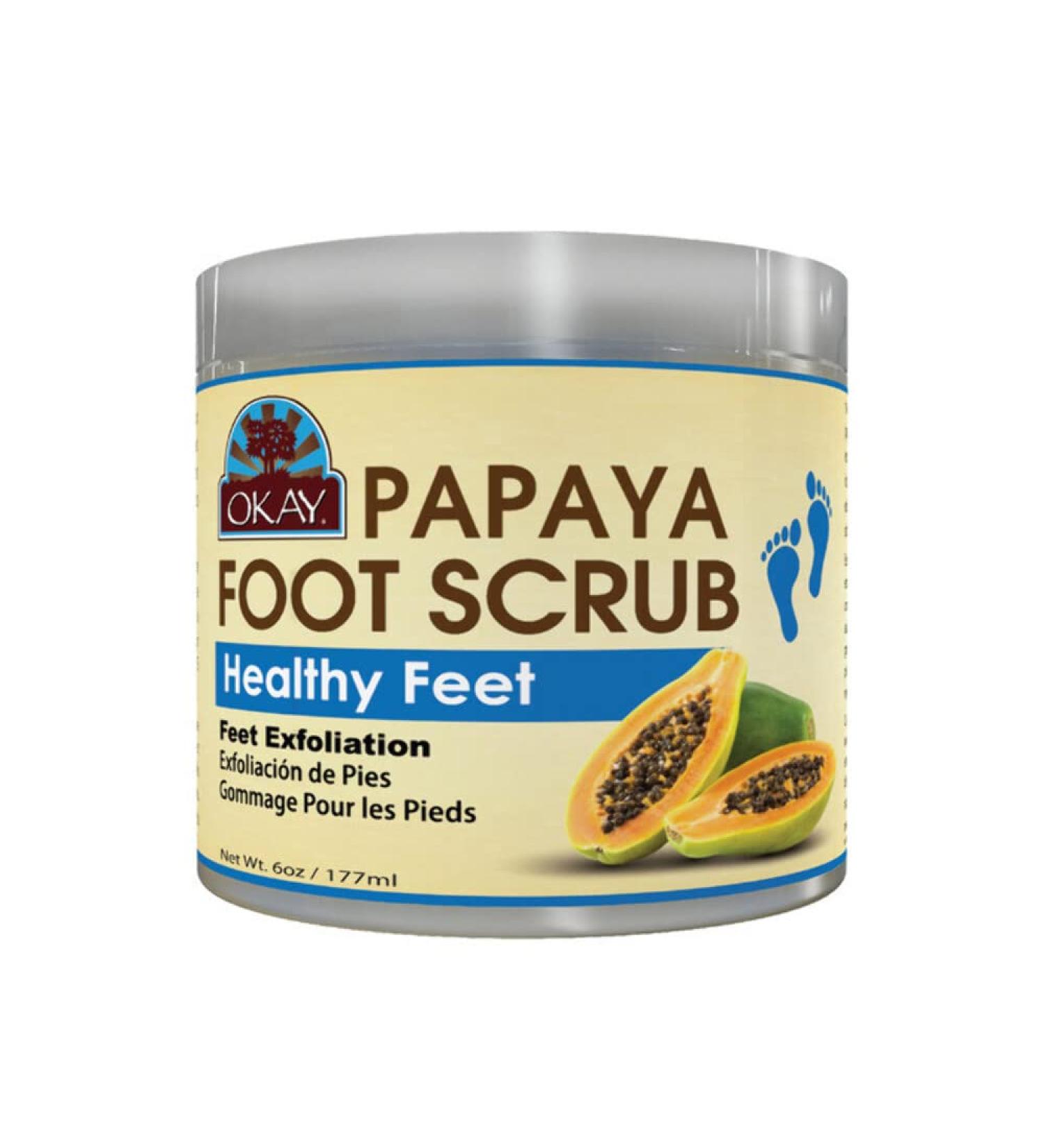 OKAY Papaya Foot Scrub 6 oz - Exfoliating and Moisturizing Foot Care Solution - Buy Online on SooperMarket.com