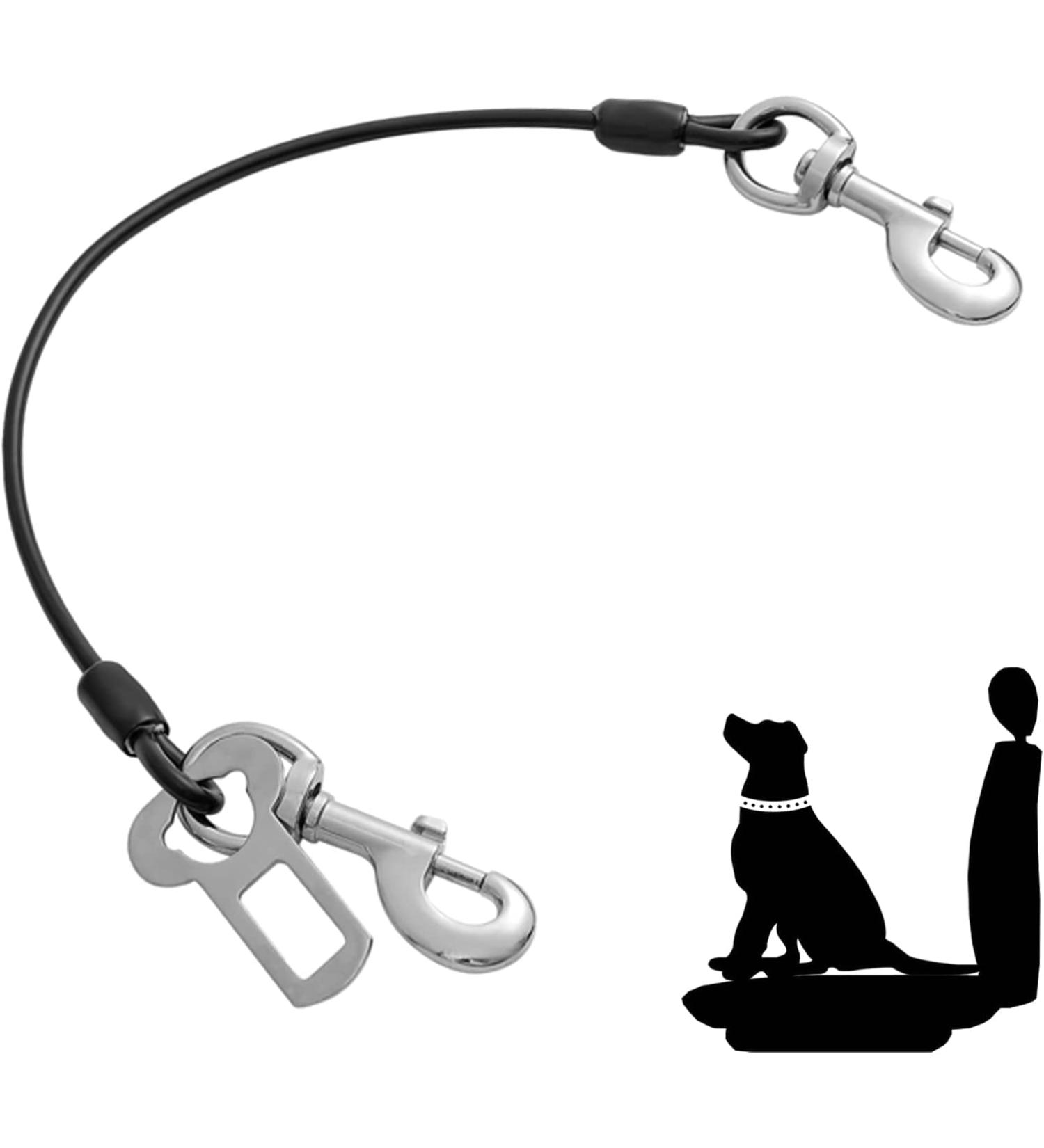 Mi Metty Dog Car Seat Belt Dog Car Harnesses Chew Proof Steel Rope Cable Waterproof Dogs Safety Belt Vehicle Harnesses with Double Clips and Latch Attachment 32 inch/80 CM Black 32 inch/80 CM