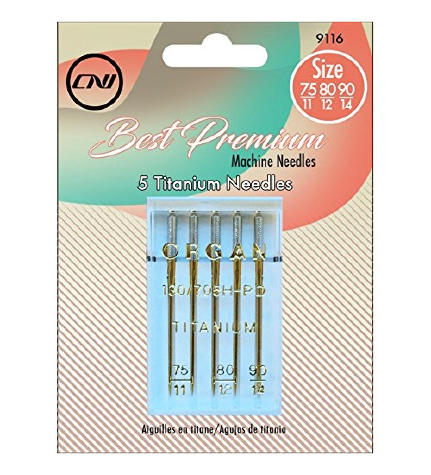 Clover Best Premium Machine Needles Titanium Assortment  5 Piece
