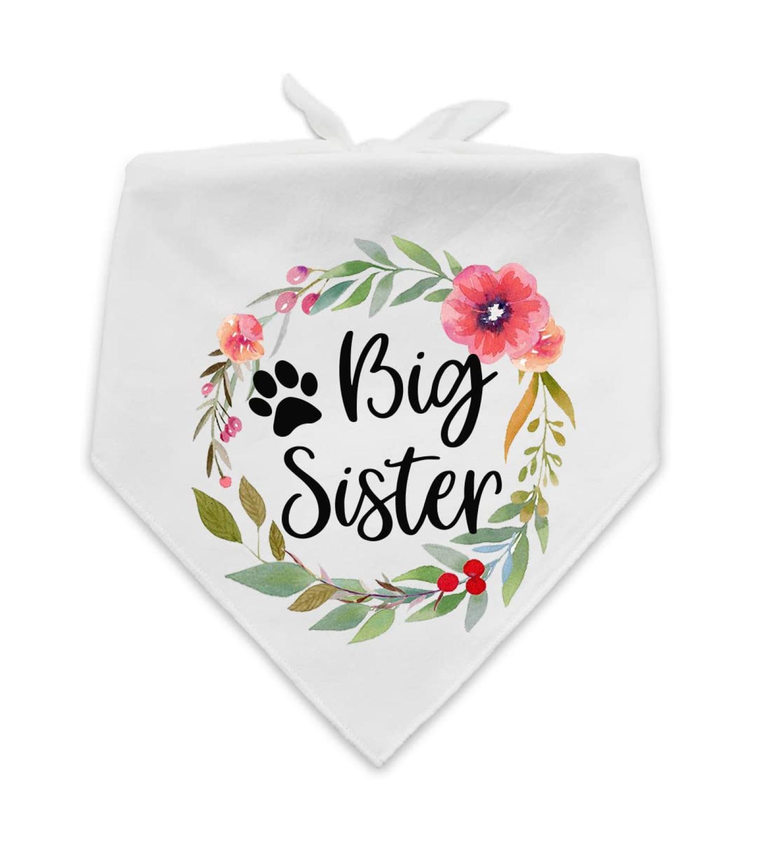 NTKIO Big Sister Pet Dog Bandana - Funny White Flower Pattern Plaid Cotton for Pregnancy Announcement and Gender Reveal - Dog Lovers Gift - Buy Online on SooperMarket.com