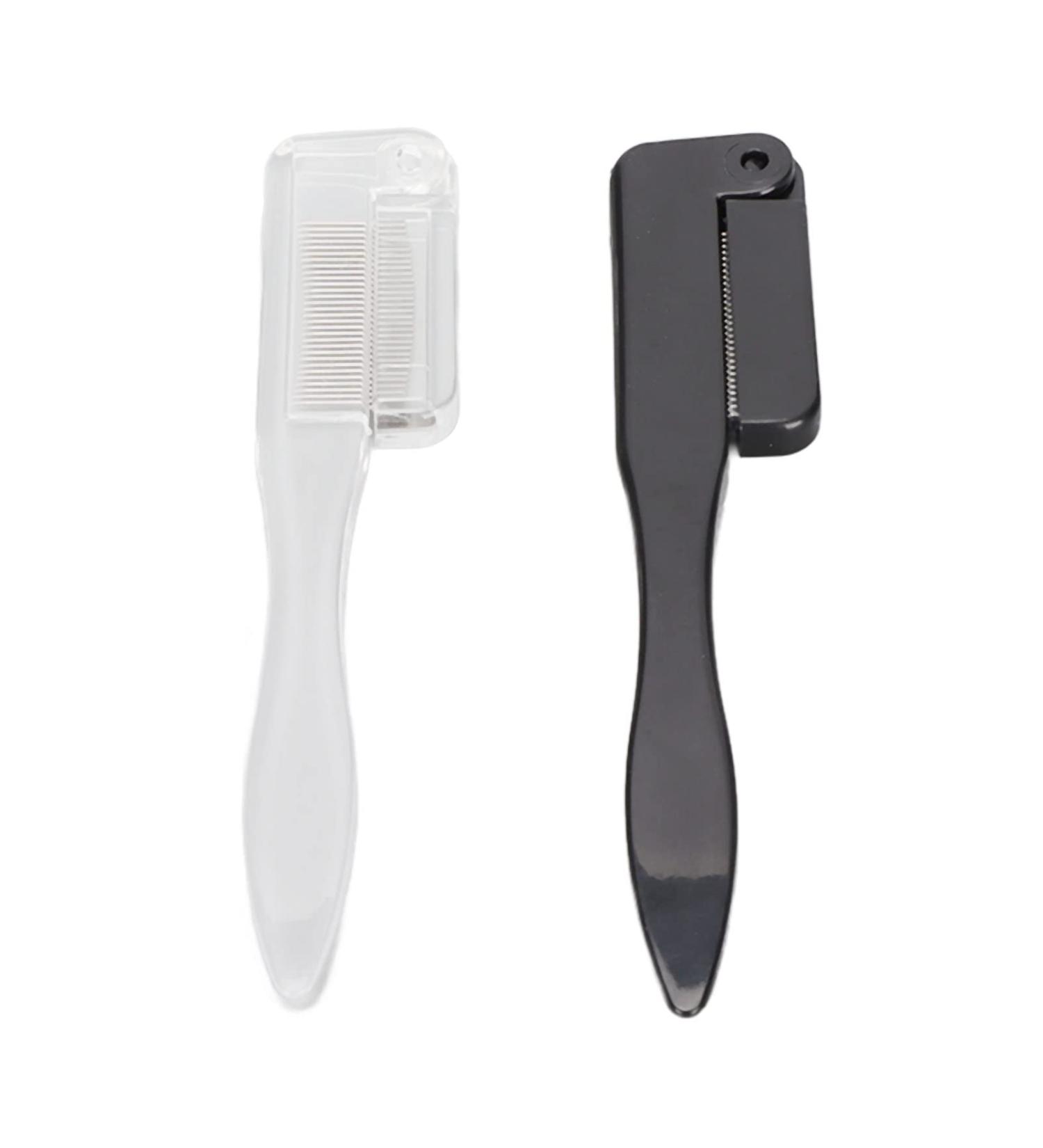 Buy Eyelash Comb Set - Stainless Steel Mascara Applicator Brushes | 2pcs Foldable & Portable for Easy Eye Makeup - Buy Online on SooperMarket.com