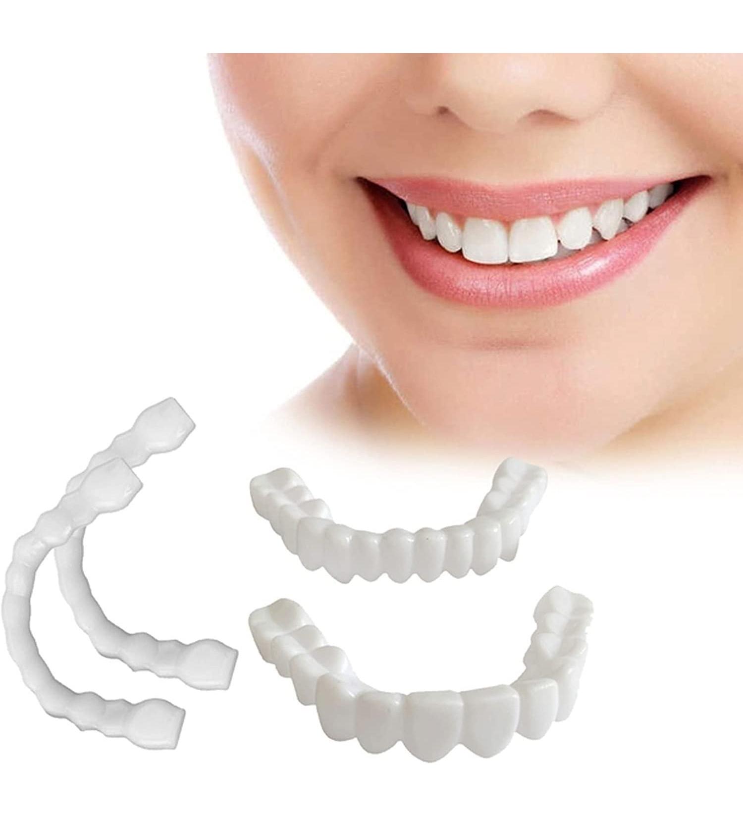 2 PCS Temporary Dentures Teeth for Women and Men - Perfect Fake Teeth to Cover Imperfections in Upper and Lower Jaw - Buy Online on SooperMarket.com
