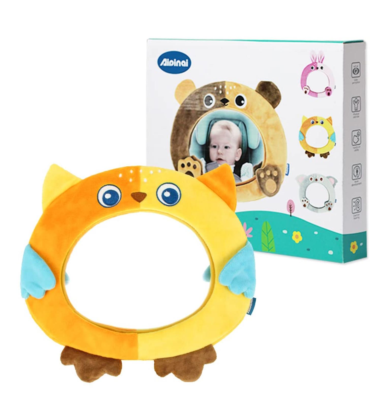 AIPINQI Baby Car Mirror - Shatterproof Safety Rear Facing Mirror for Infant and Newborn | Easy View Cartoon Design for Car Seat | Owl Design - Buy Online on SooperMarket.com