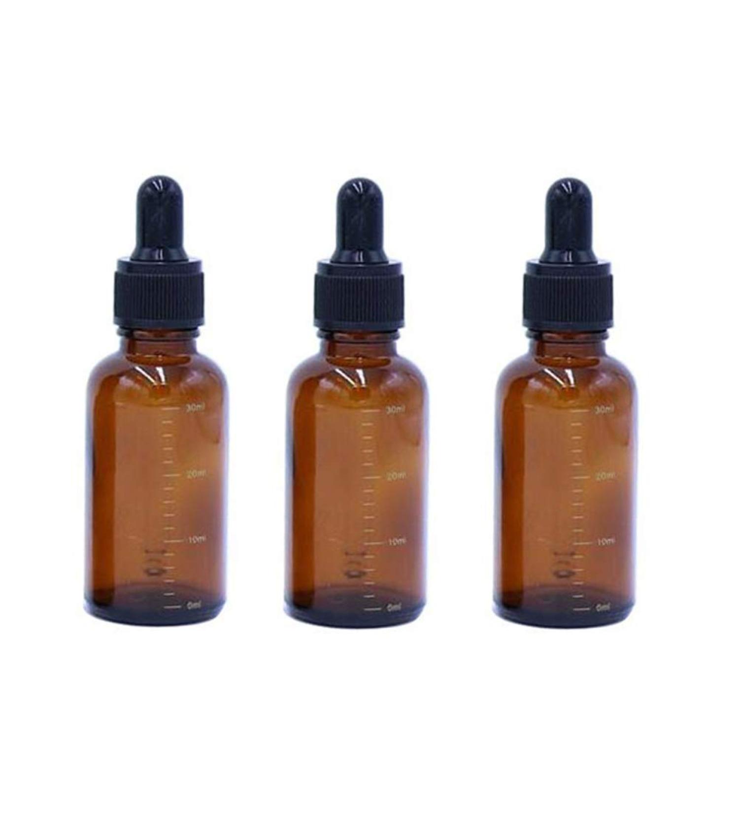 3 Pcs Empty Refillable Amber Glass Graduated Dropper Bottle Essential Oil Cosmetics Elite Fluid Container Jar Pot Holder with Glass Pipette Dropper (30ml/1oz) - Buy Online on SooperMarket.com