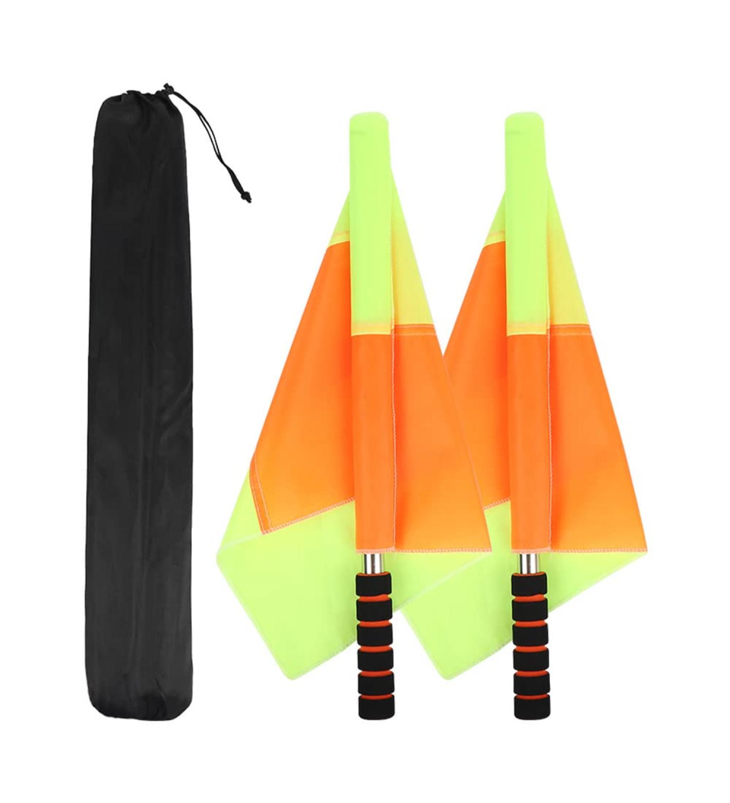 2PCS Football Referee Flags with Storage Bag - Waterproof Hand Flags for Soccer, Rugby, and Hockey Matches | 13.78x13.78inch - Buy Online on SooperMarket.com