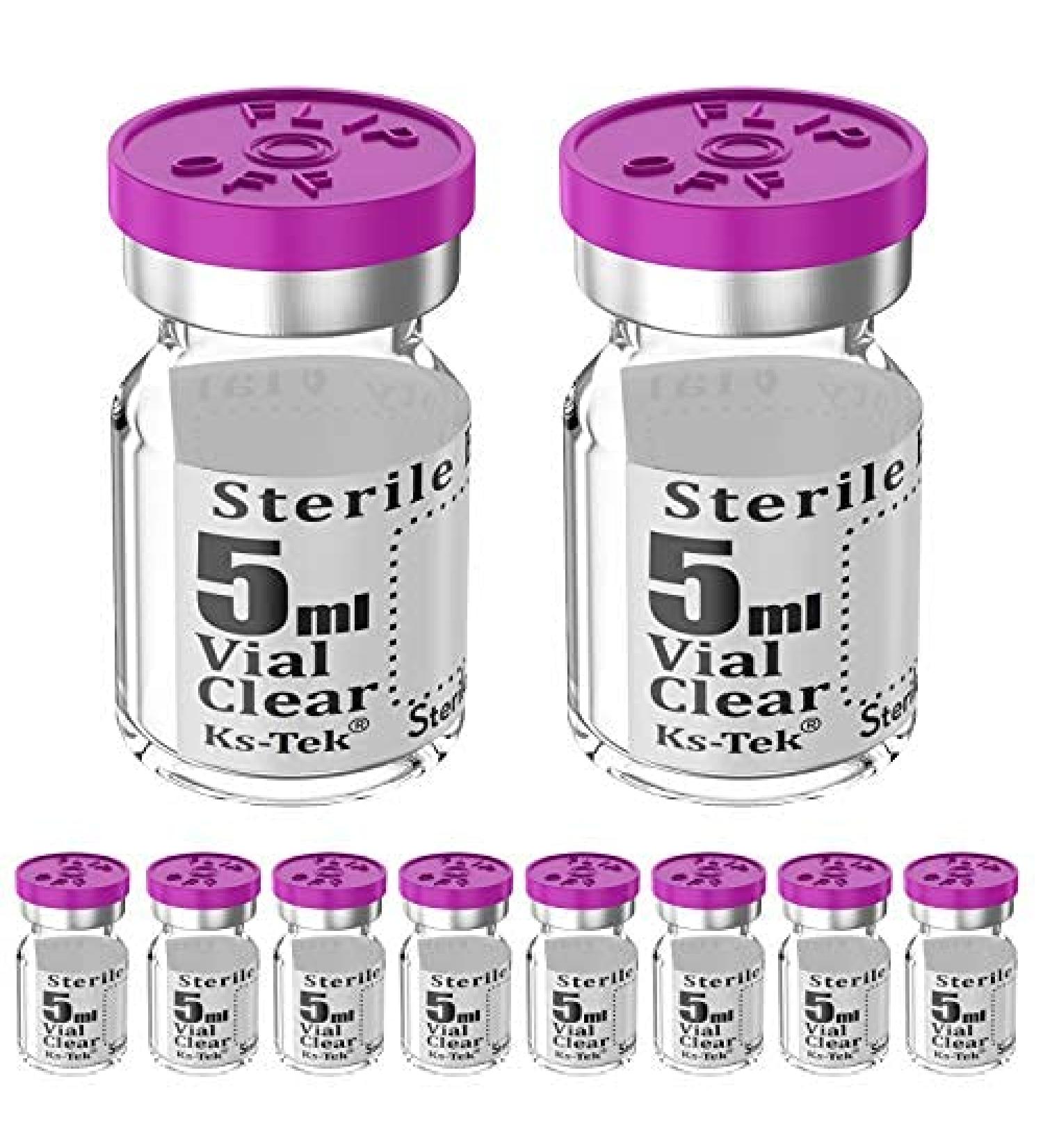 Ks-Tek 5ml Sterile Empty Vials with Self-Healing Injection Port & Aluminum Cap (Pack of 10) - Sterile Packaging - Buy Online on SooperMarket.com