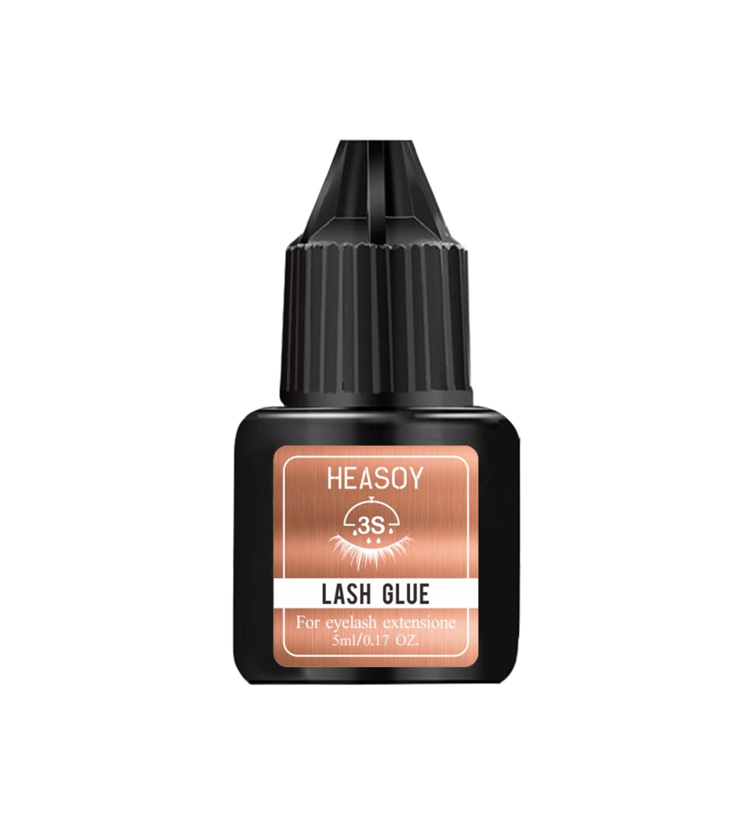 Eyelash Extension Glue by Heasoy - Extra Strong 5ml | 3 Sec Drying | 7 Weeks Retention | Black Adhesive for Self & Professional Use - Buy Online on SooperMarket.com