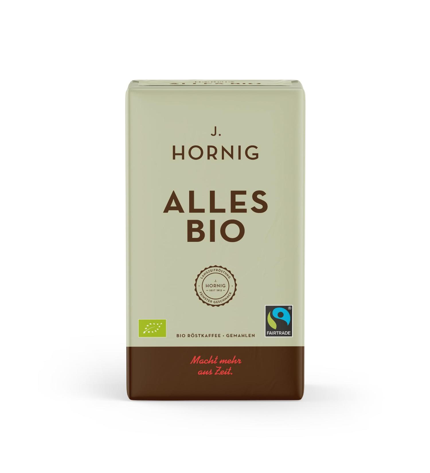J. Hornig Organic & Fair Trade Ground Coffee 500g Intensive Aroma & Strong Taste for Filter Coffee French Press & Espresso | All Bio Certified - Buy Online on SooperMarket.com