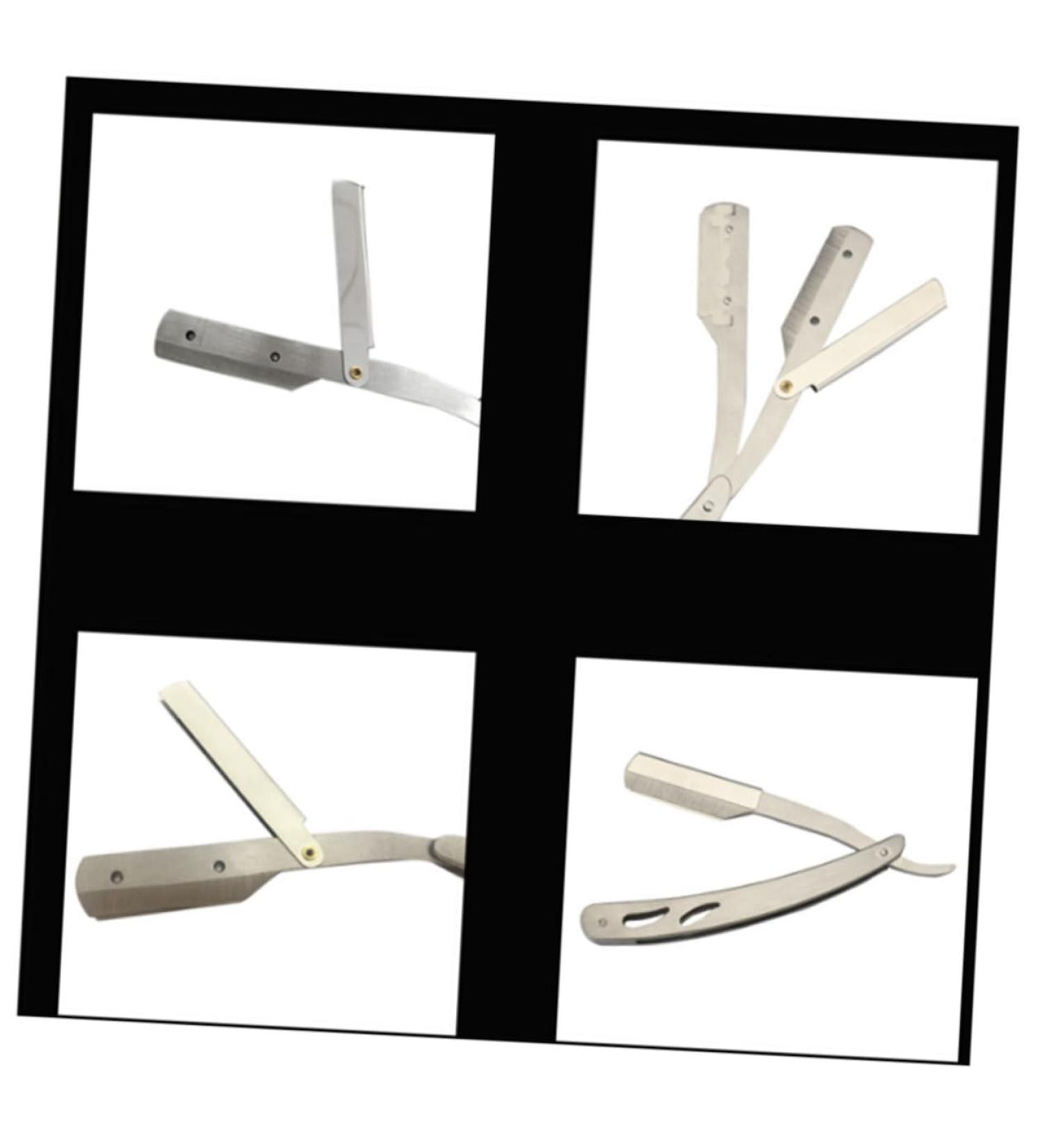 WOONEKY 2pcs Barber Shaving Tools Set - Stainless Steel Straight Razor & Mustache Scissors | Old Fashioned Yangjiang Manual Shaver - Buy Online on SooperMarket.com