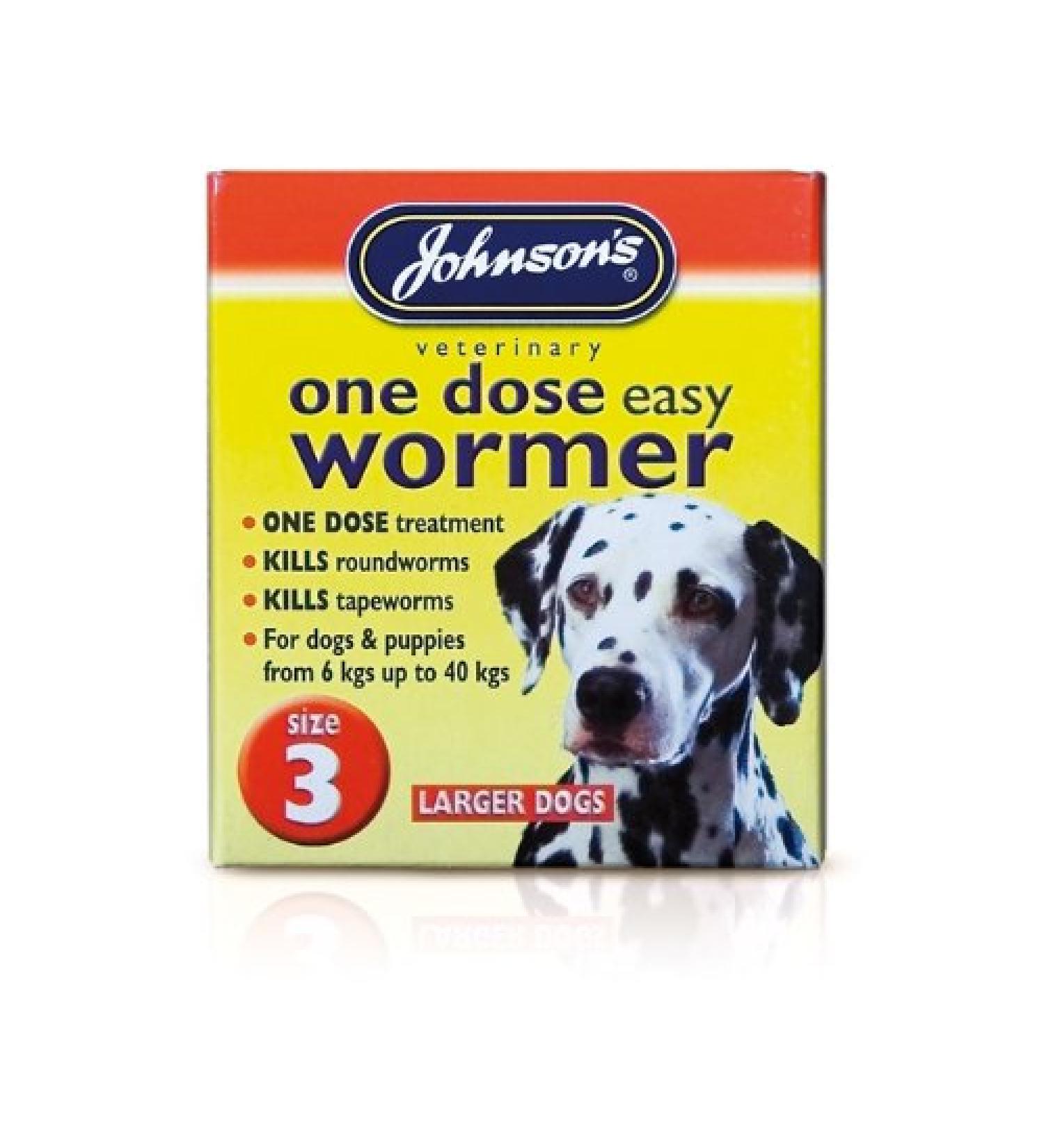 Johnson's EASY DOSE WORMER SIZE 3 (LARGE DOG) 3 TABLETS PER PACK 1 3 OR 6 PACKS (1 PACK)