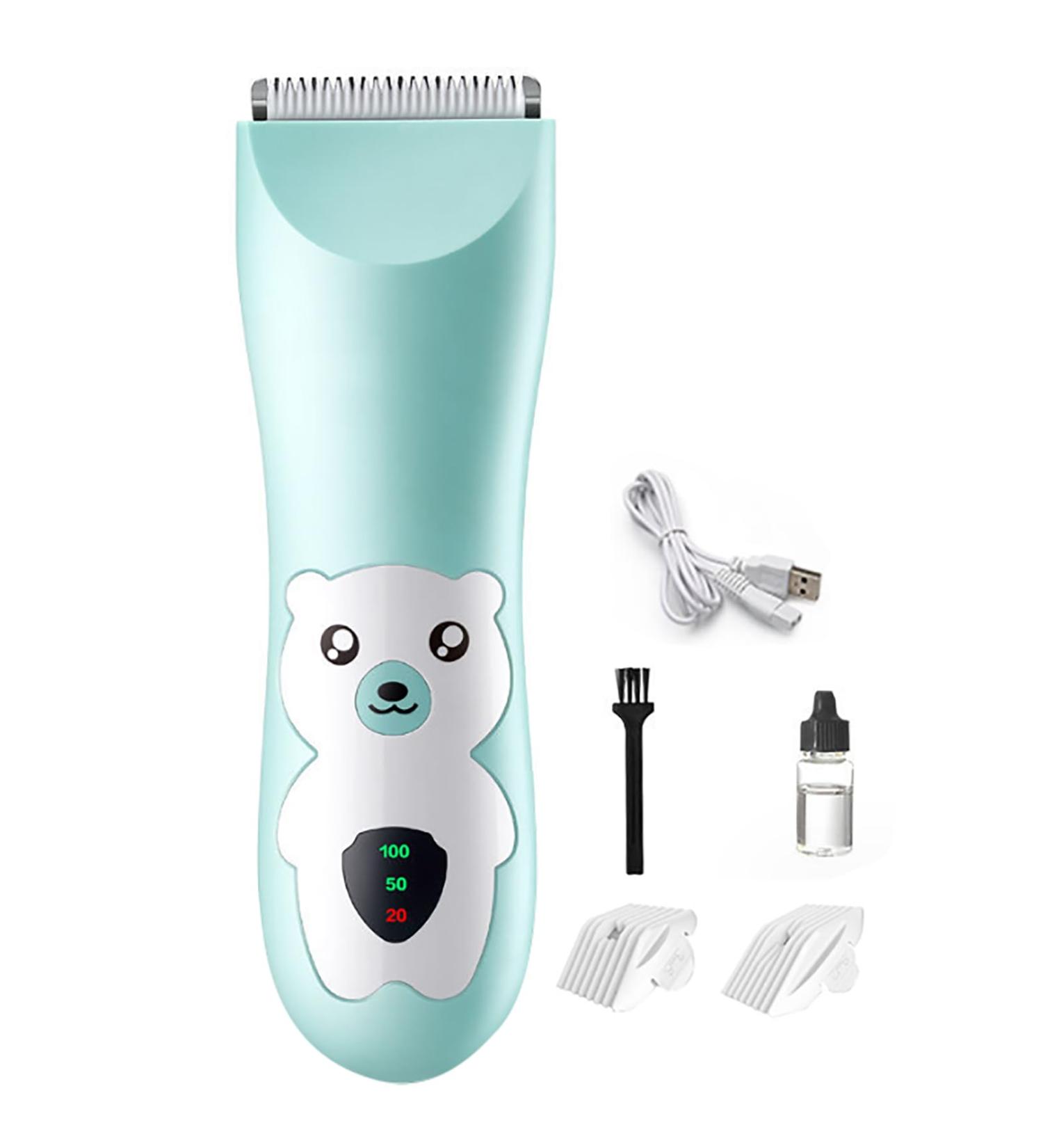 Ultra Quiet Baby Hair Clipper - Cordless Waterproof Rechargeable Trimming with Cartoon Design & 2 Guide Combs - Buy Online on SooperMarket.com