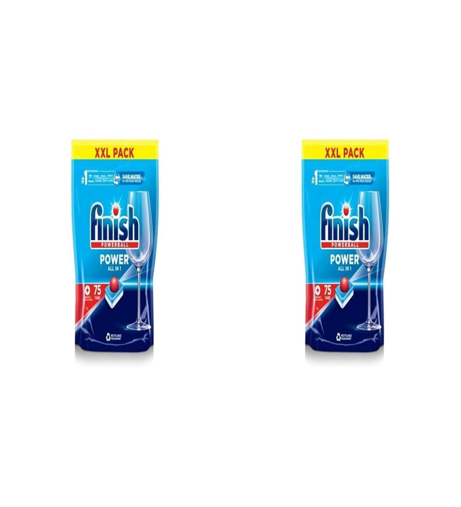Finish Power All in One Dishwasher Tablets | Scent : Regular | Size: Total 75 Dishwasher Tabs |for Sparkling Clean 1st Time (Pack of 2) - Buy Online on SooperMarket.com