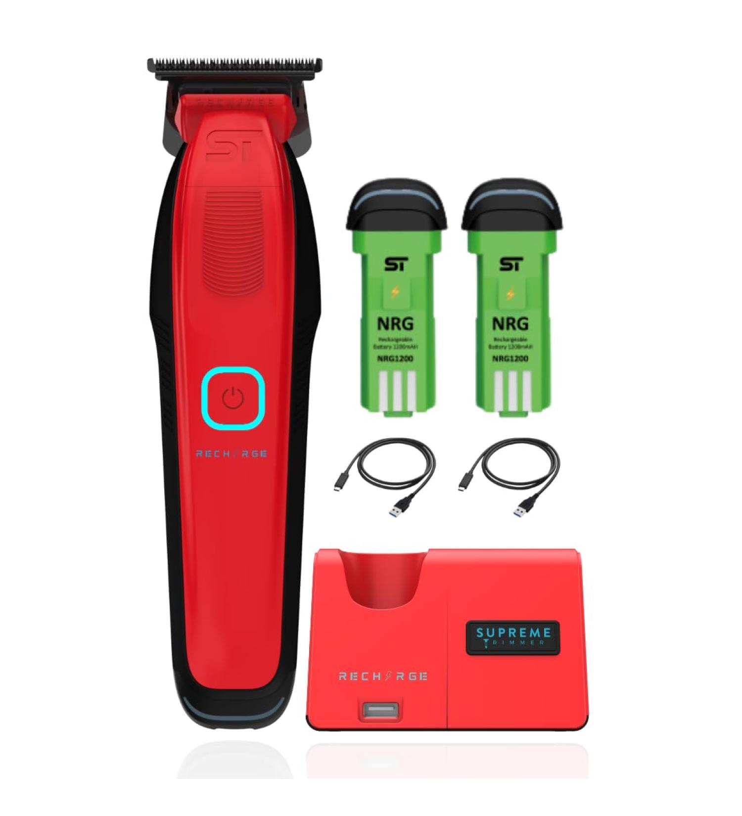Supreme Trimmer Recharge Zero Gap Trimmer for Barbers | 7500+ RPM Removable Battery Smart USB Charging Stand + iPhone/Android Charging | ST777 Red - Buy Online on SooperMarket.com