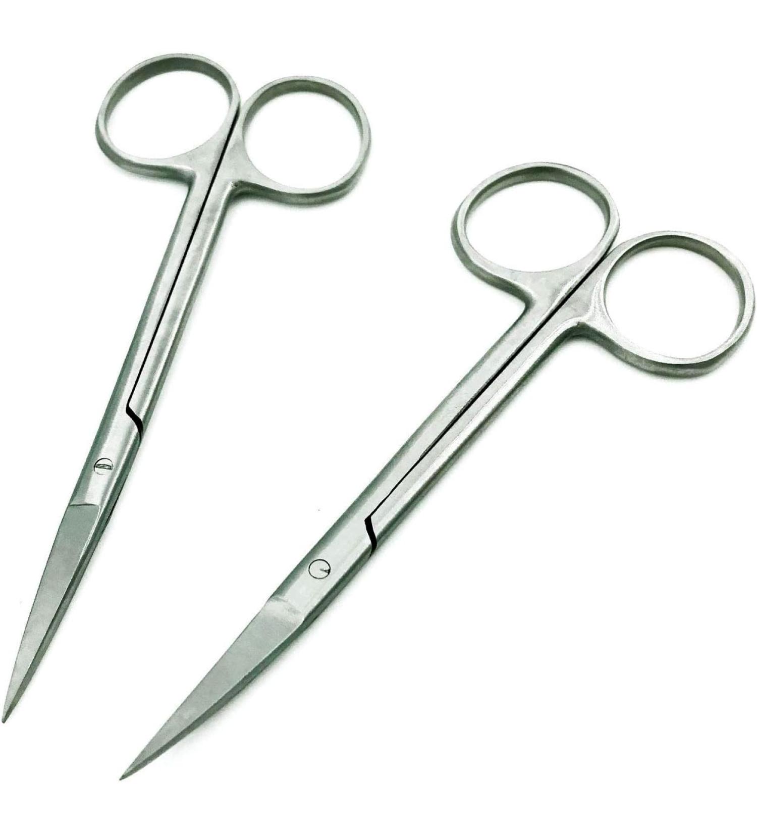 Krisp Beauty Stainless Steel Scissors Set - 2 PCS Nail & Cuticle / Manicure Scissors Kit - Straight & Curved Blades for Beard Mustache Nose Hair Ear Hair Eyebrow & Eyelash Cutting - Buy Online on SooperMarket.com