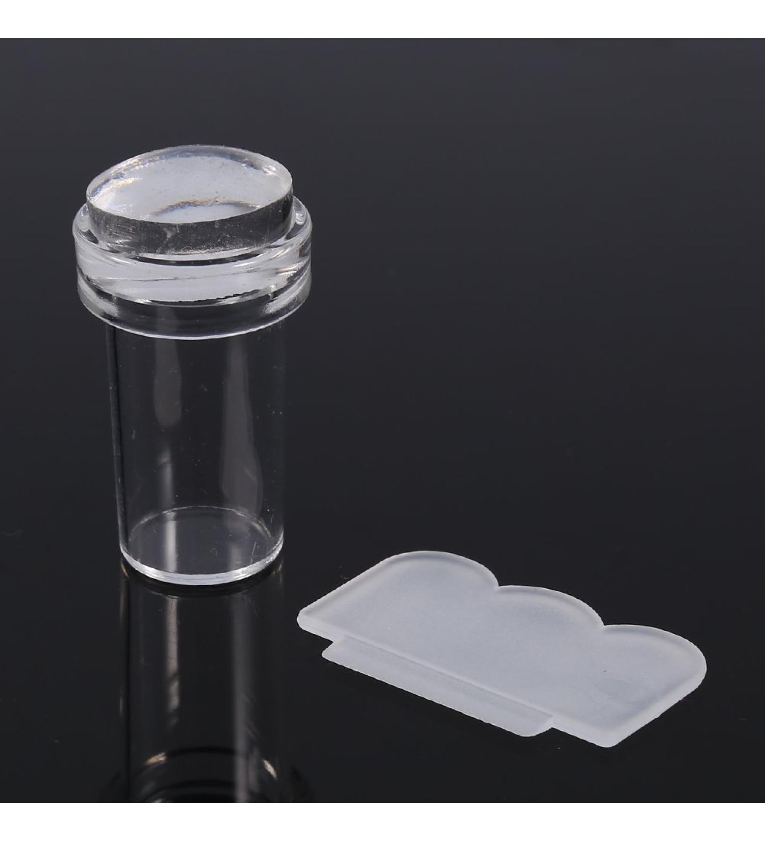 Fashion Nail Art Seal Transparent Silicone Nail Polish Transfer Stamper & Scraper Set Nail Art Printing Tool
