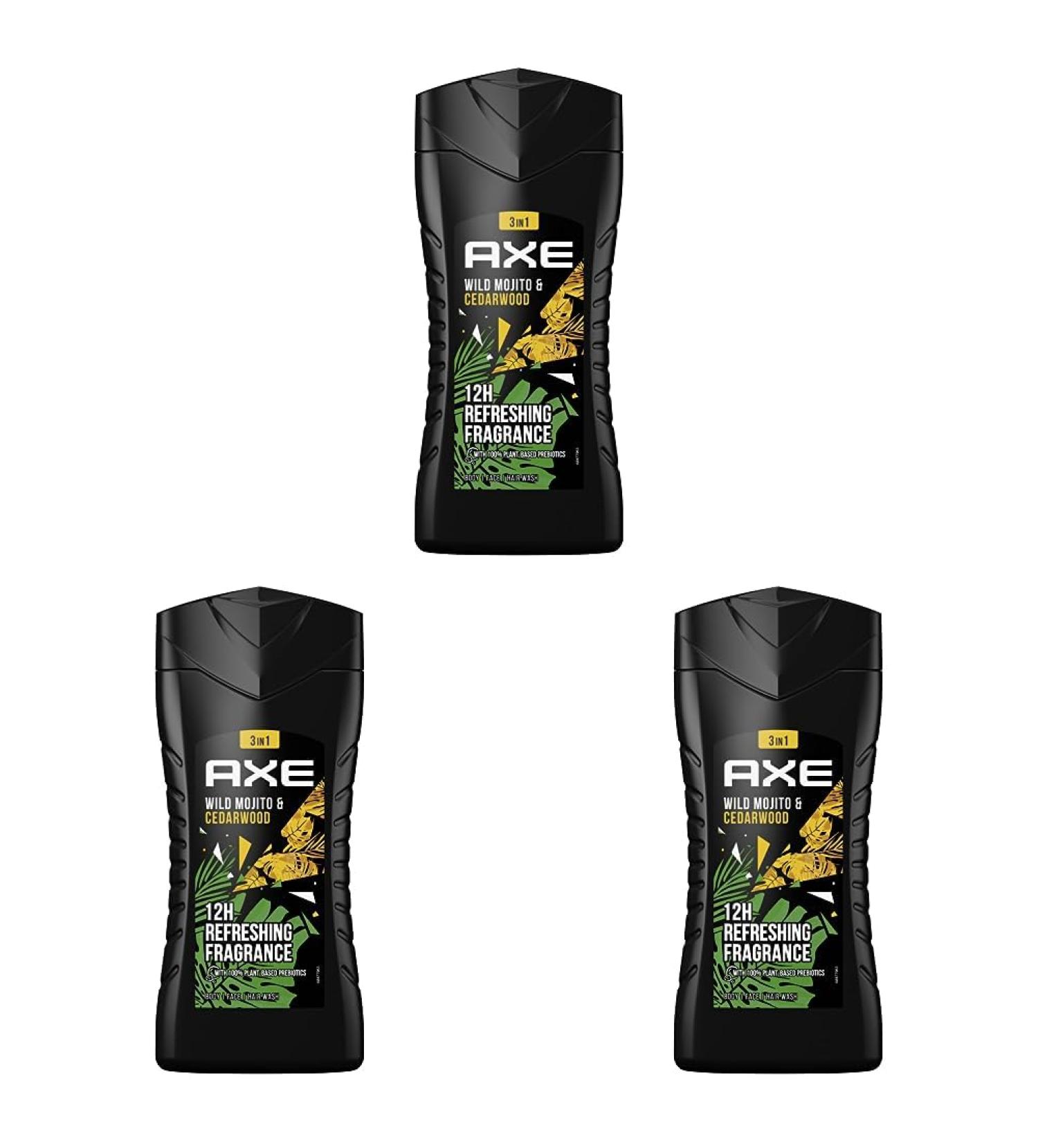 Axe Shower Gel Wild Mojito & Cedarwood - Long-Lasting Freshness & Fragrance (250ml 3-Pack) - Dermatologically Tested - Buy Online on SooperMarket.com
