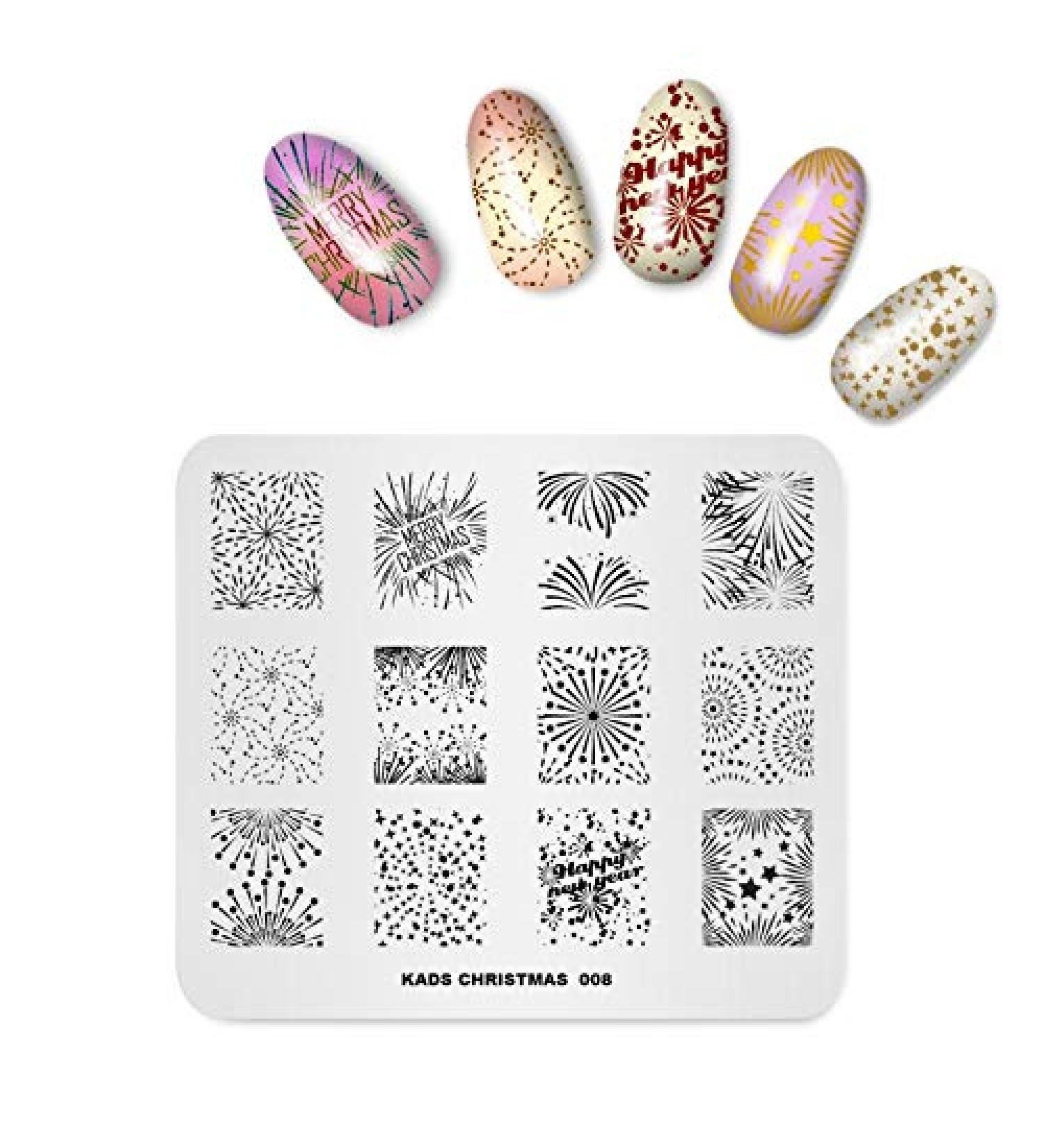Christmas & New Year Fireworks Nail Art Stamping Plate - DIY Manicure Print Tool - Buy Online on SooperMarket.com