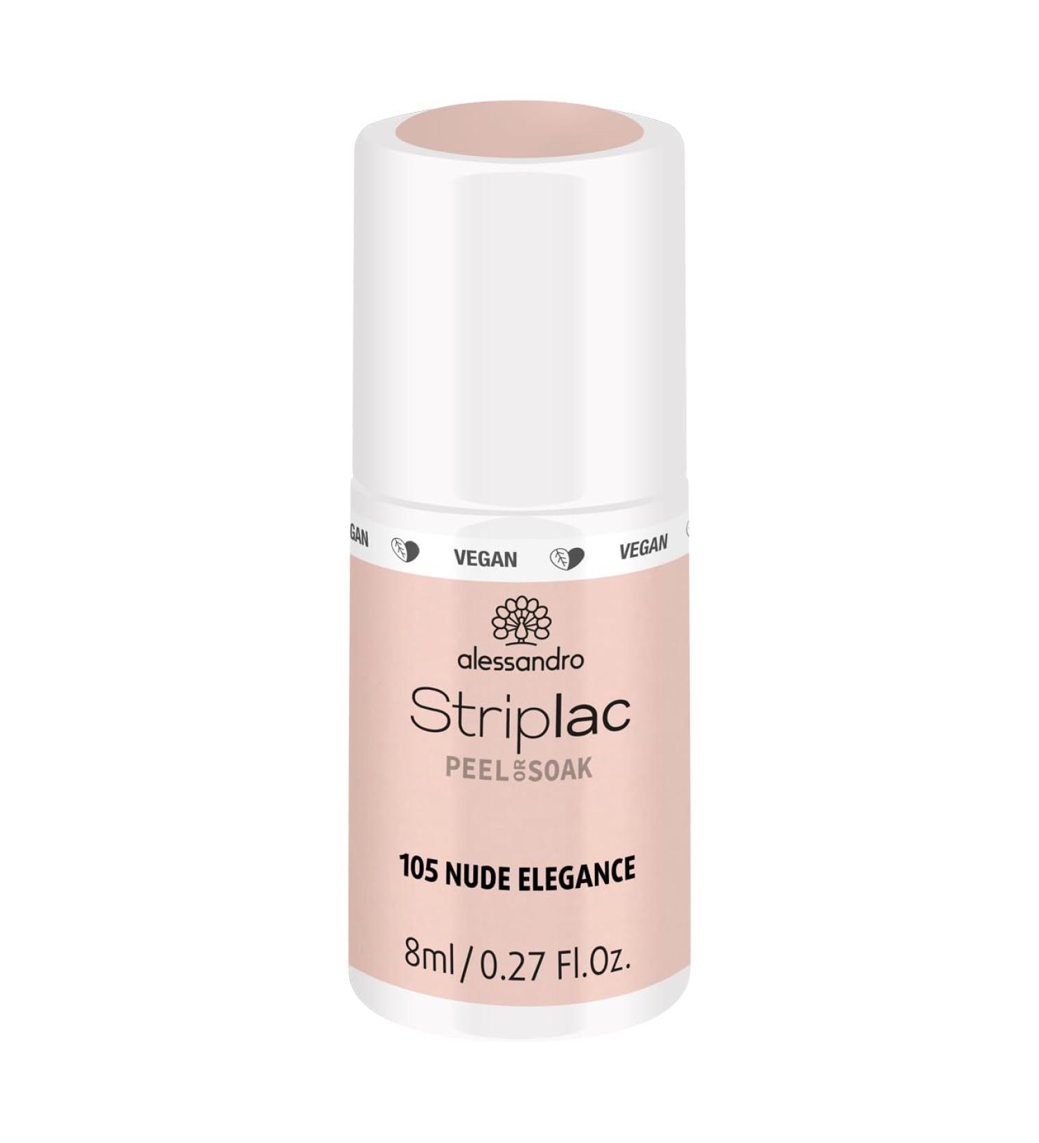 Alessandro Striplac UV Nail Polish - Nude Elegance | Long-Lasting Peel-Off Vegan & Cruelty-Free - 8 ml - Buy Online on SooperMarket.com